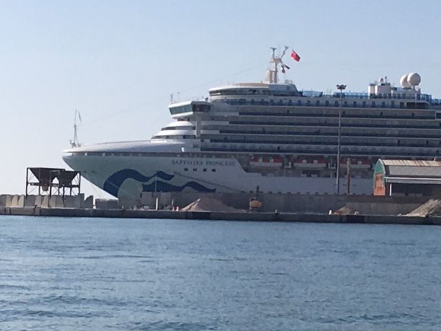  One of many large cruise ships in the harbor 