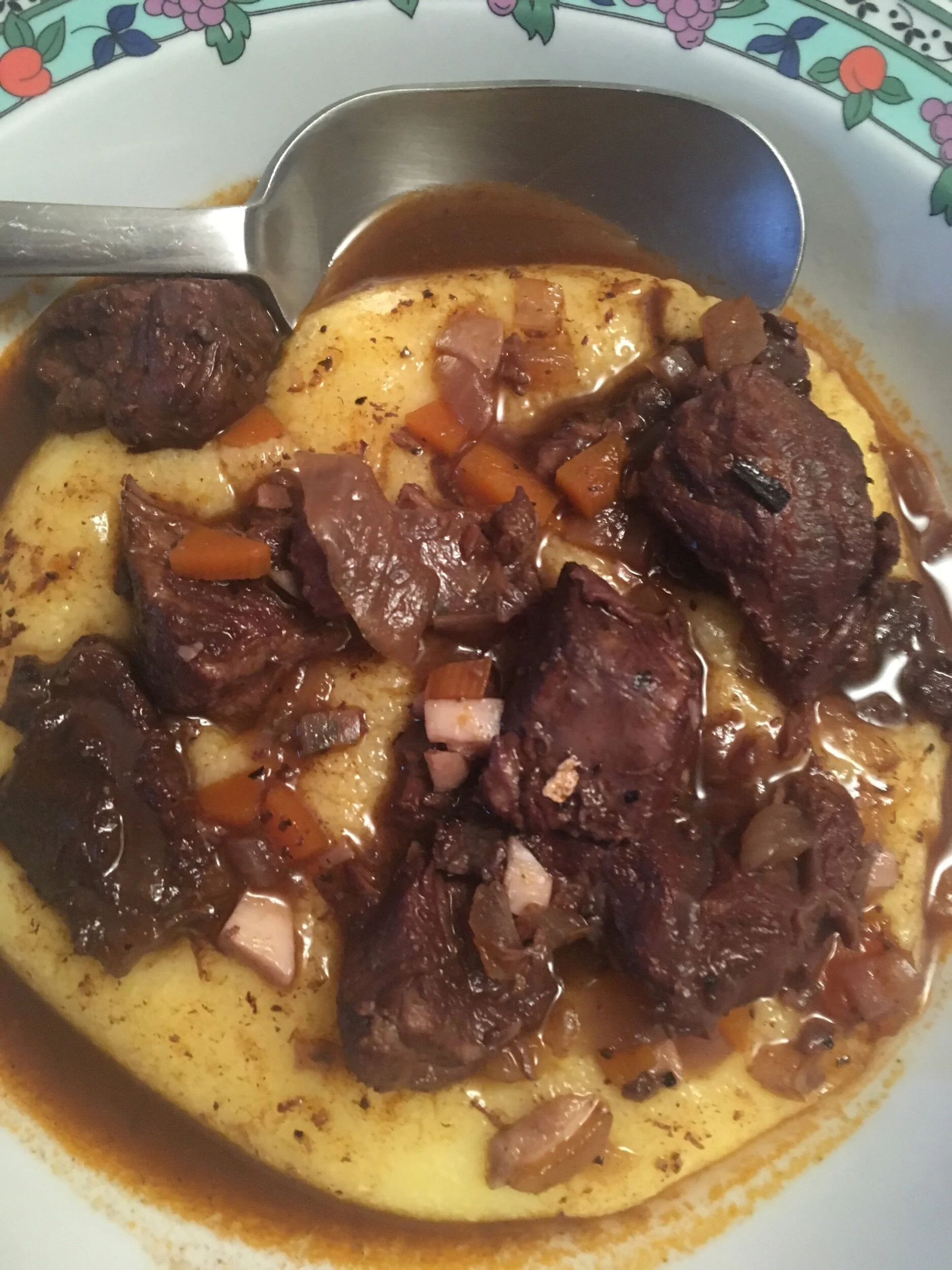 My finished peposo with polenta. YUM!