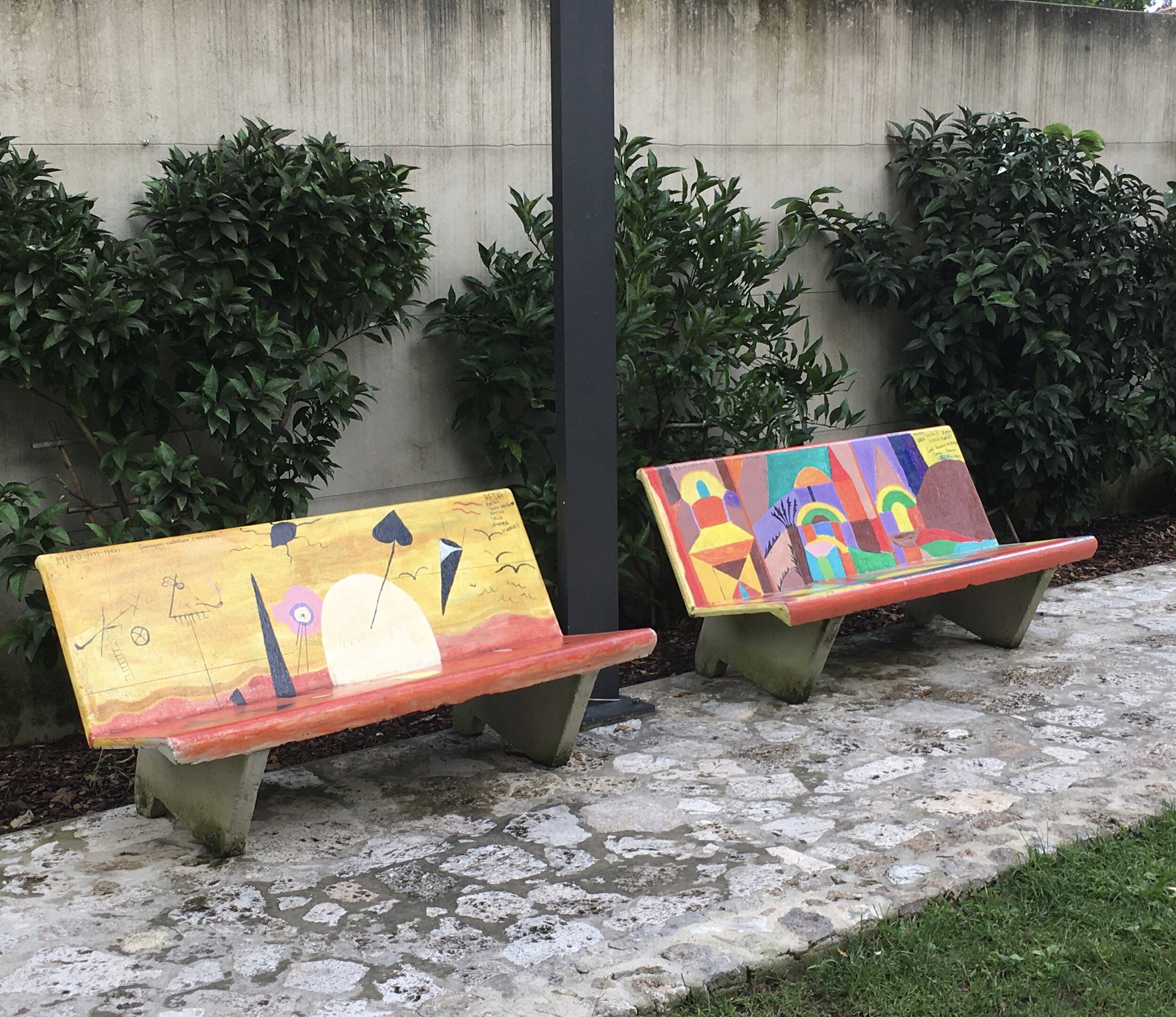 Benches in a small Camaiore park