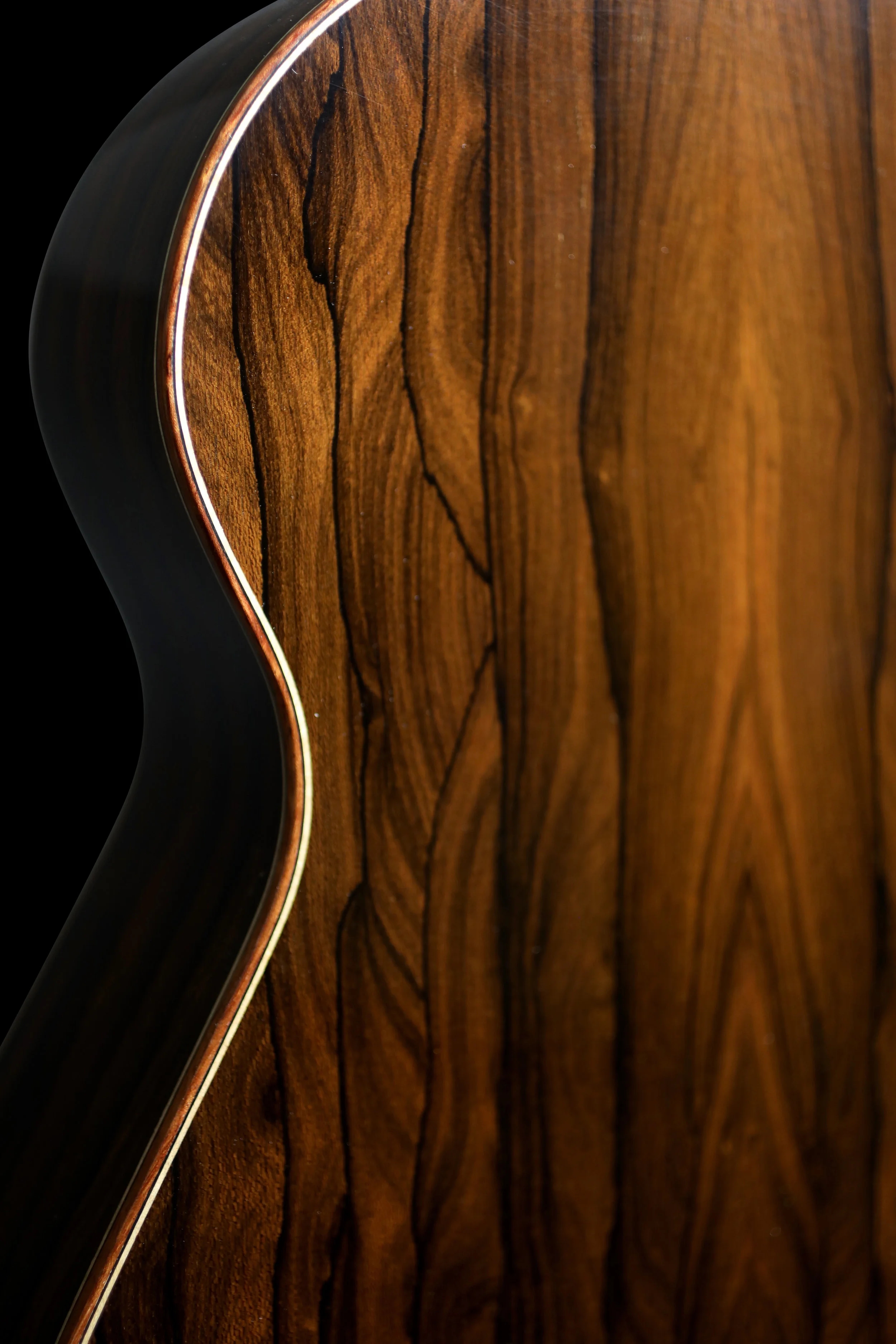 Ziricote Back and Sides with Bubinga Binding and Curly Maple Purfling