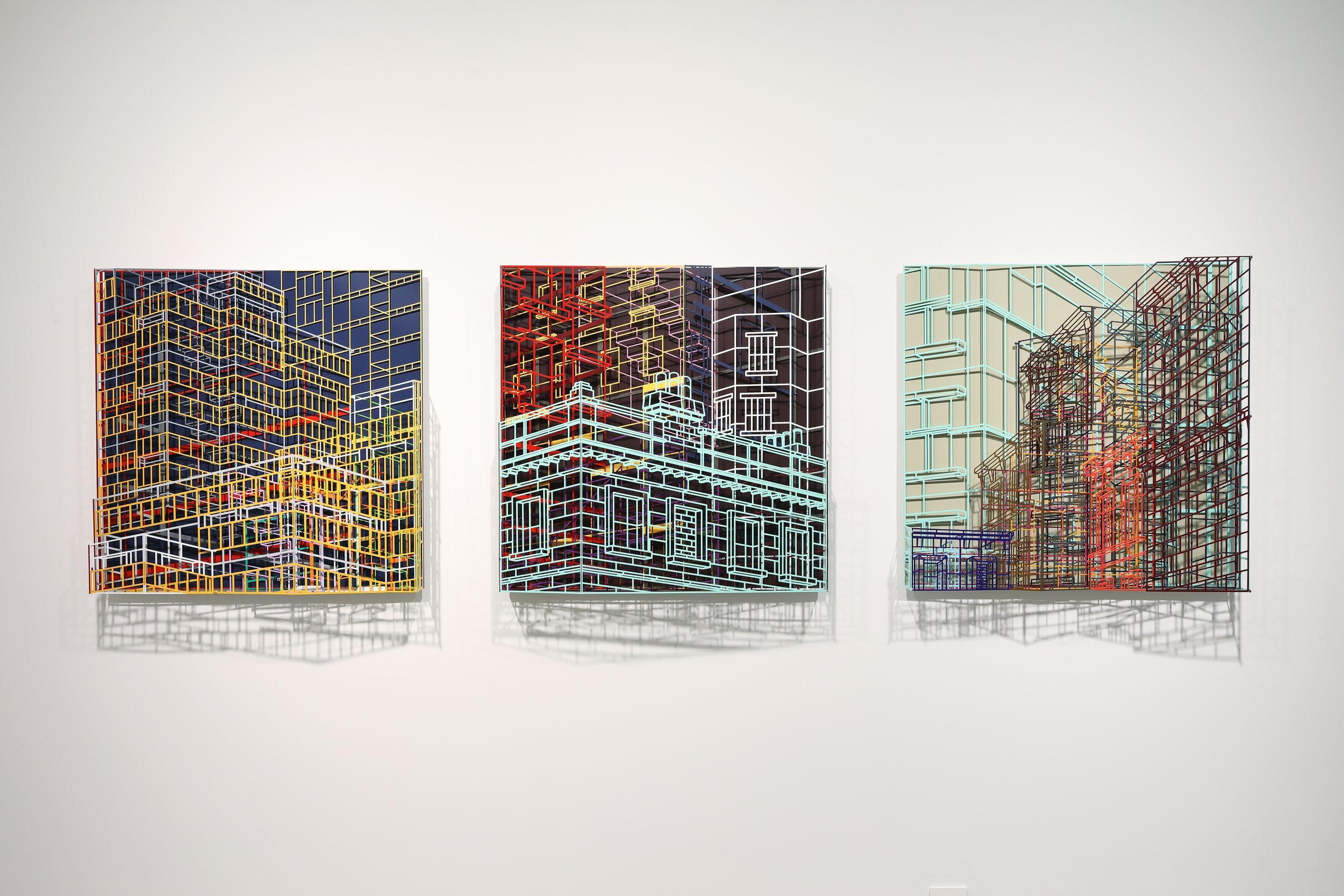 Ambiguous+wall-Scene80+01,02,03_Laser+cut+steel,+Urethane+paint,+Ac+board_80+x+80+x+12+cm+each_2022_5,800USD+each.JPG