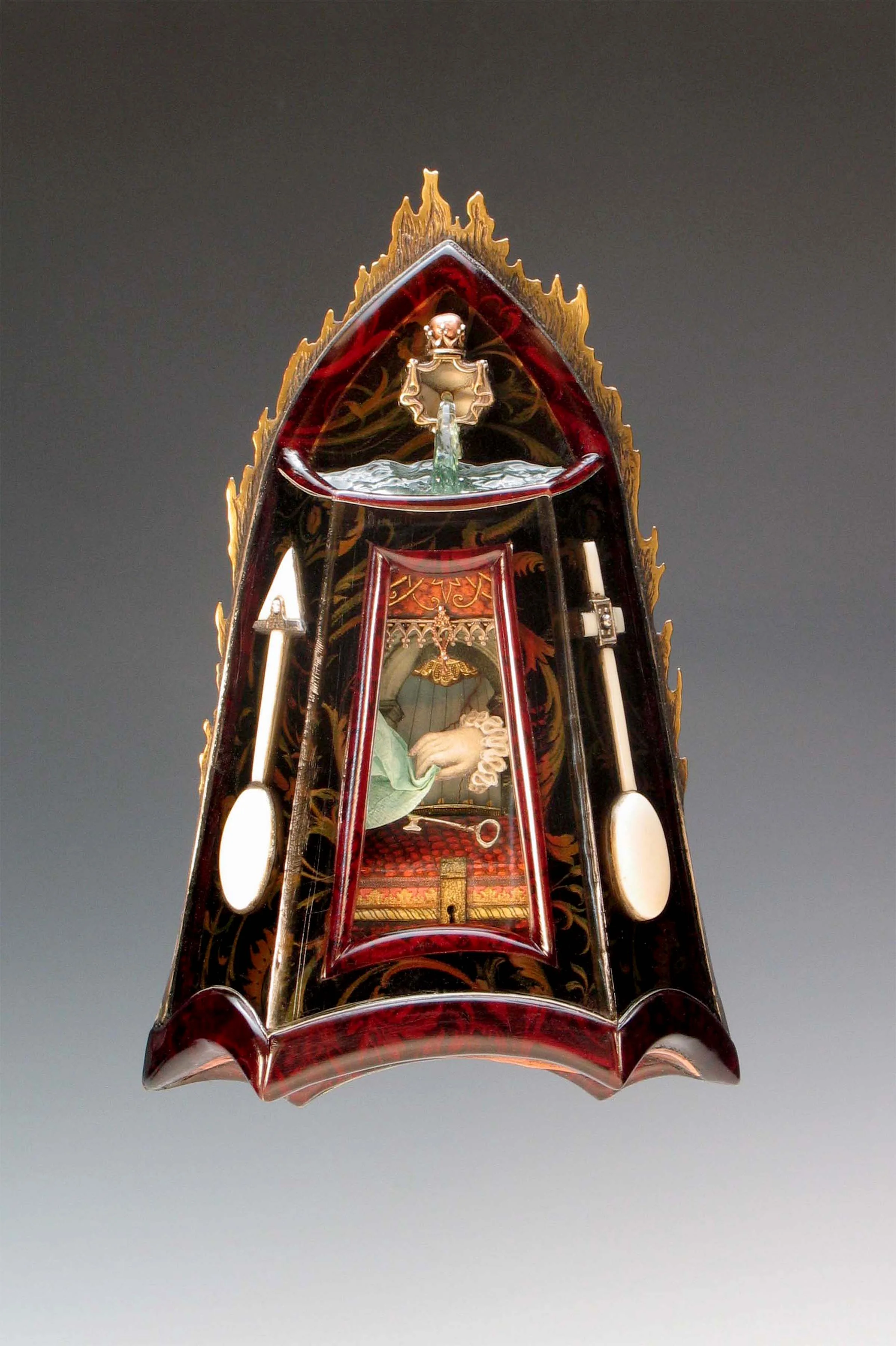 “Divine Magic” 2007 Mixed-media brooch #1749 4 3/8” x 2 3⁄4” x 1” Private collection