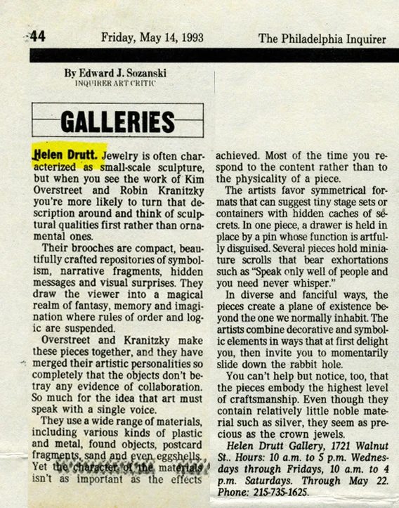 1993 • Helen Drutt Philadelphia Inquirer