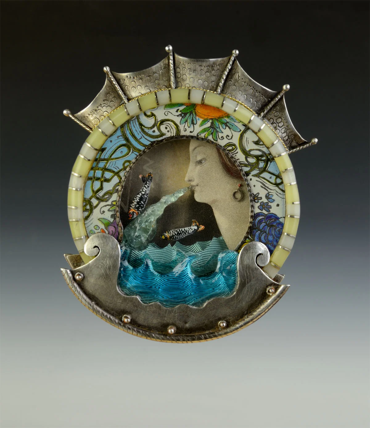 “Anchor” 2014 Mixed-media brooch #1765 3 " x 2 1/2" x 5/8" Private collection