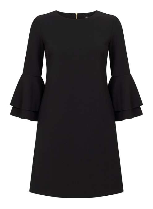 We love a good wallet-friendly wardrobe staple, and this fluted sleeve shift dress definitely takes the cake! This darling frock is just asking to be worn with a pearl-adorned collar and a cinched in corset belt. Not to mention, it would be darling paired with elegant tights for the office!