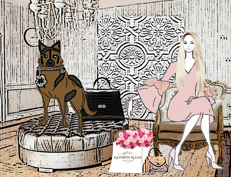 Kathryn Allen relaxes after a day of shopping and cruising the streets of Paris with her beloved German Shepard, Copper. Along the way, they encounter a garden filled filled with freshly-bloomed roses in every shade of pink one could imagine. After picking a few aromatic blooms, they make their way to an elegant cafe where Kathryn enjoys a plate of delicate macarons, and Copper enjoys a treat baked just for him. Visit KAC Eye Candy each week to follow Kathryn and Copper's adventures, along with the bustling lives of our KAC Fashionistas. 