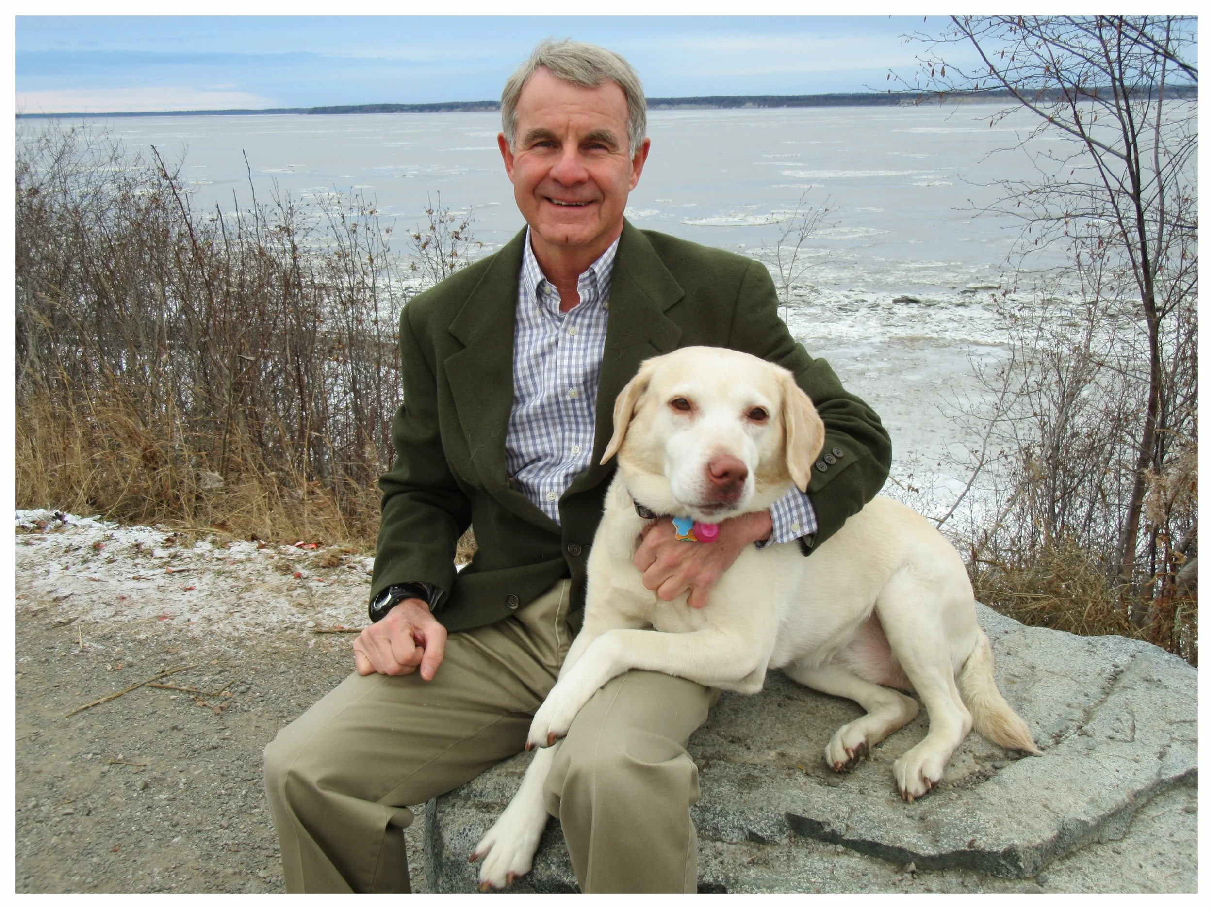 Stephen Greer and the office greeter, Bella.