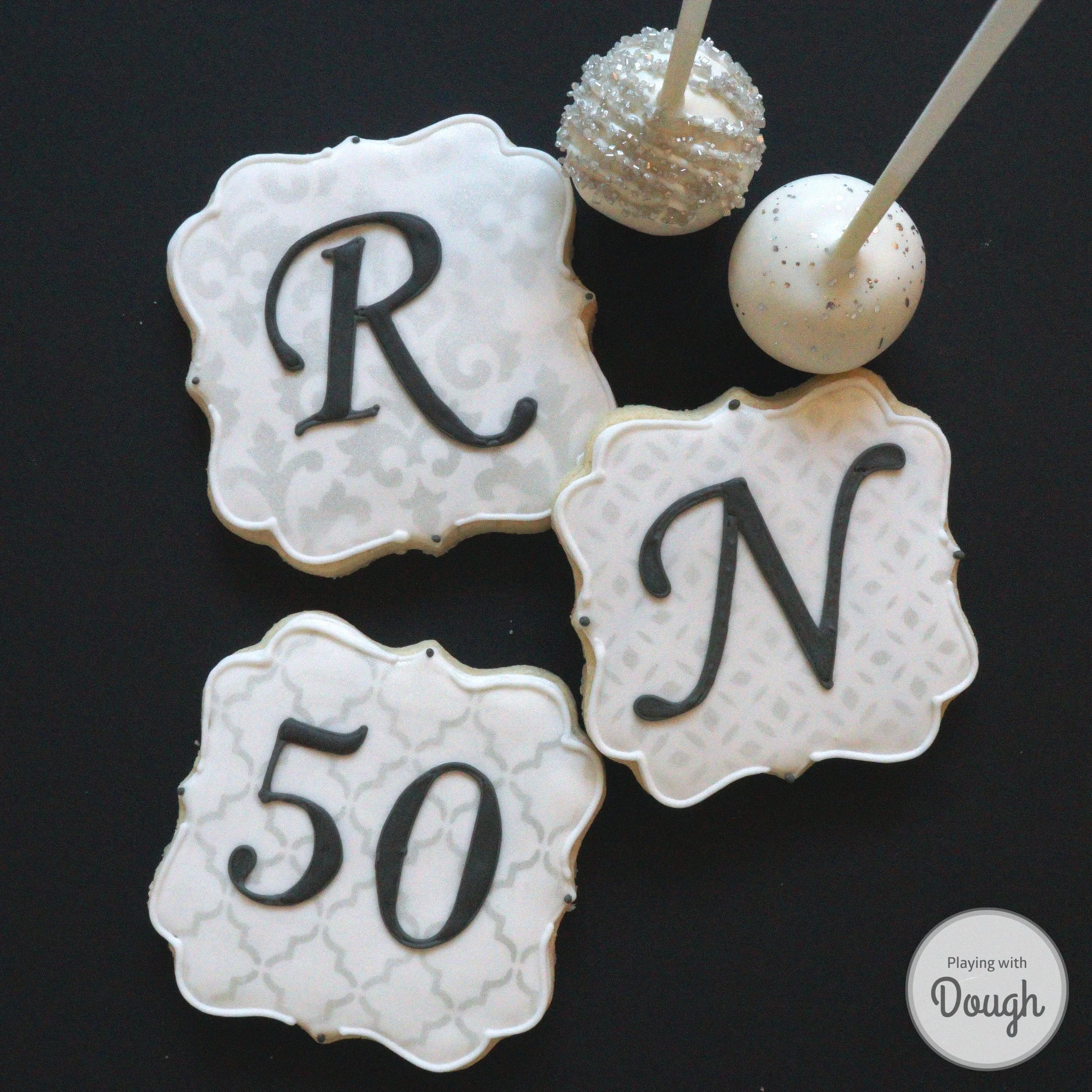 Silver Anniversary Party Cookies