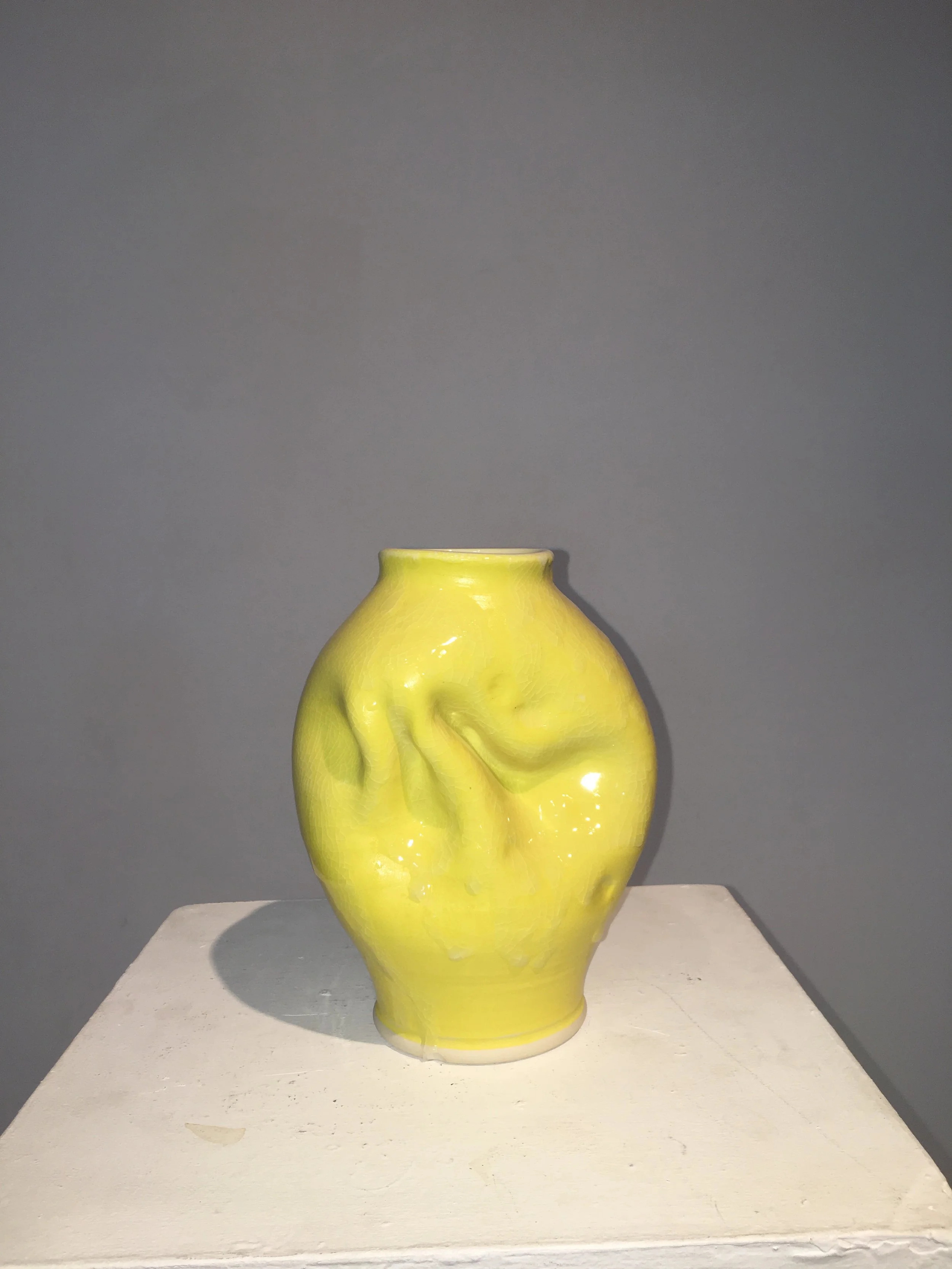 Bright solid with crackle but unfortunate glaze artifacts 1