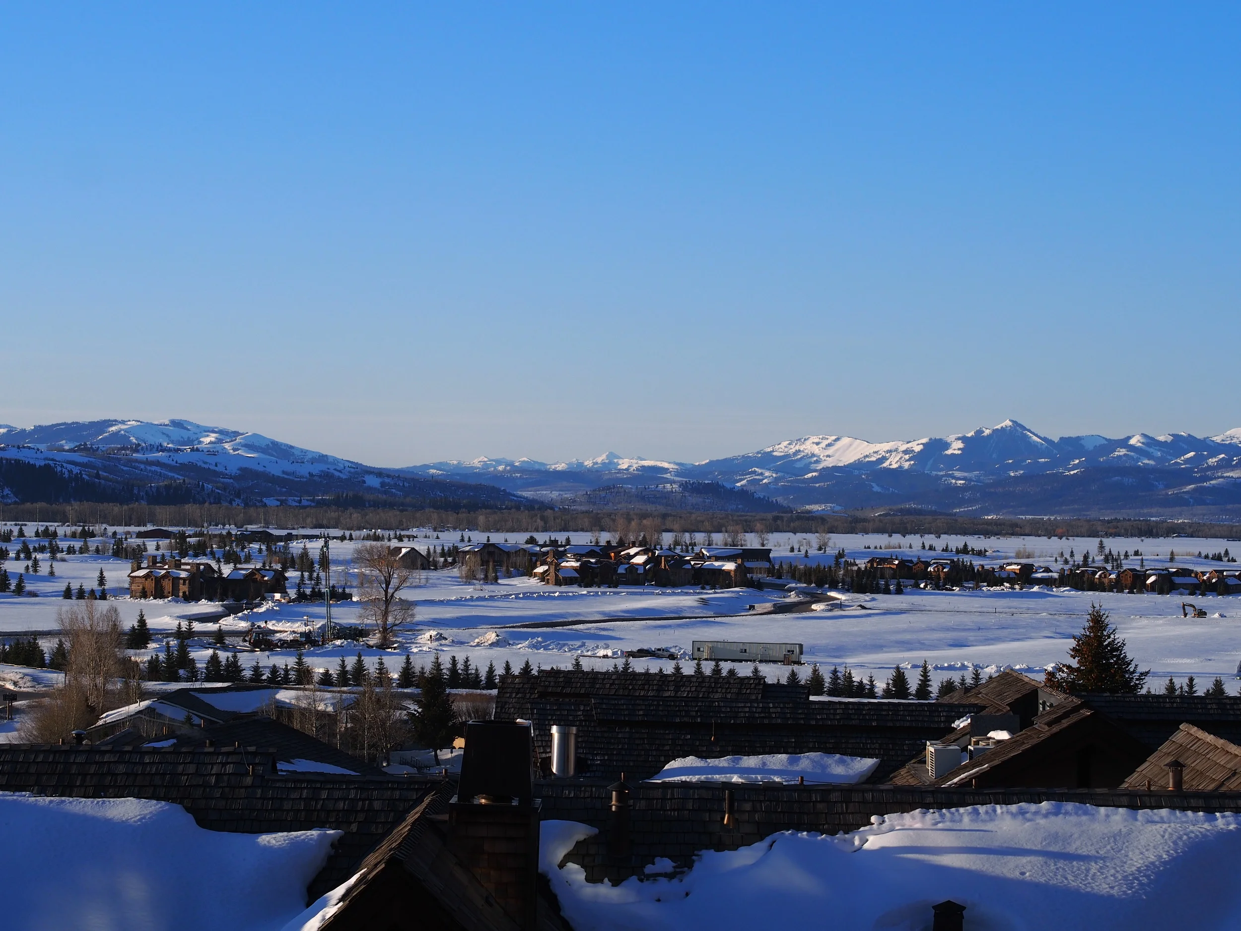 Early morning view of Teton Village from the Four Seasons Resort Jackson Hole