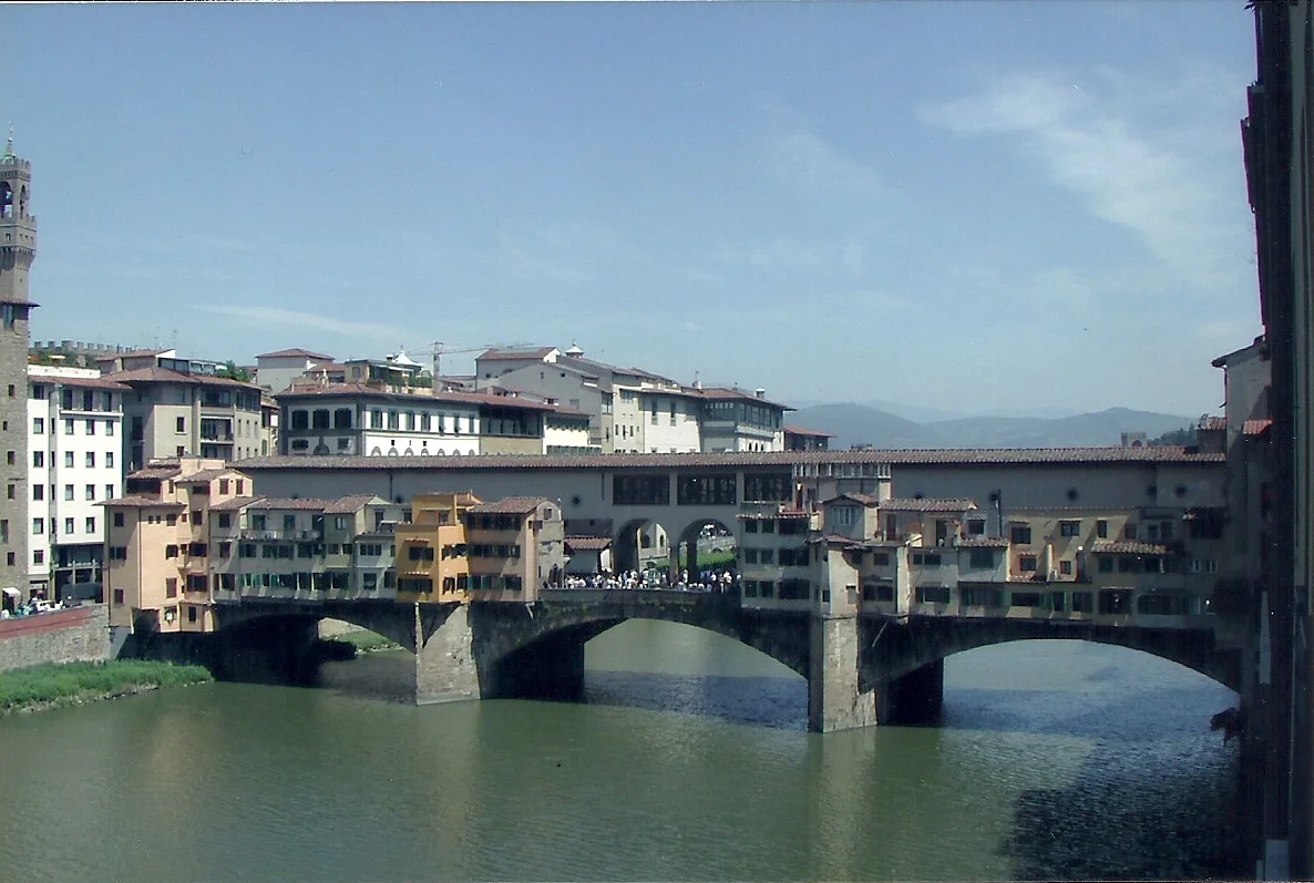 View of the Ponte Vecchio from our room at Hotel Lungarno