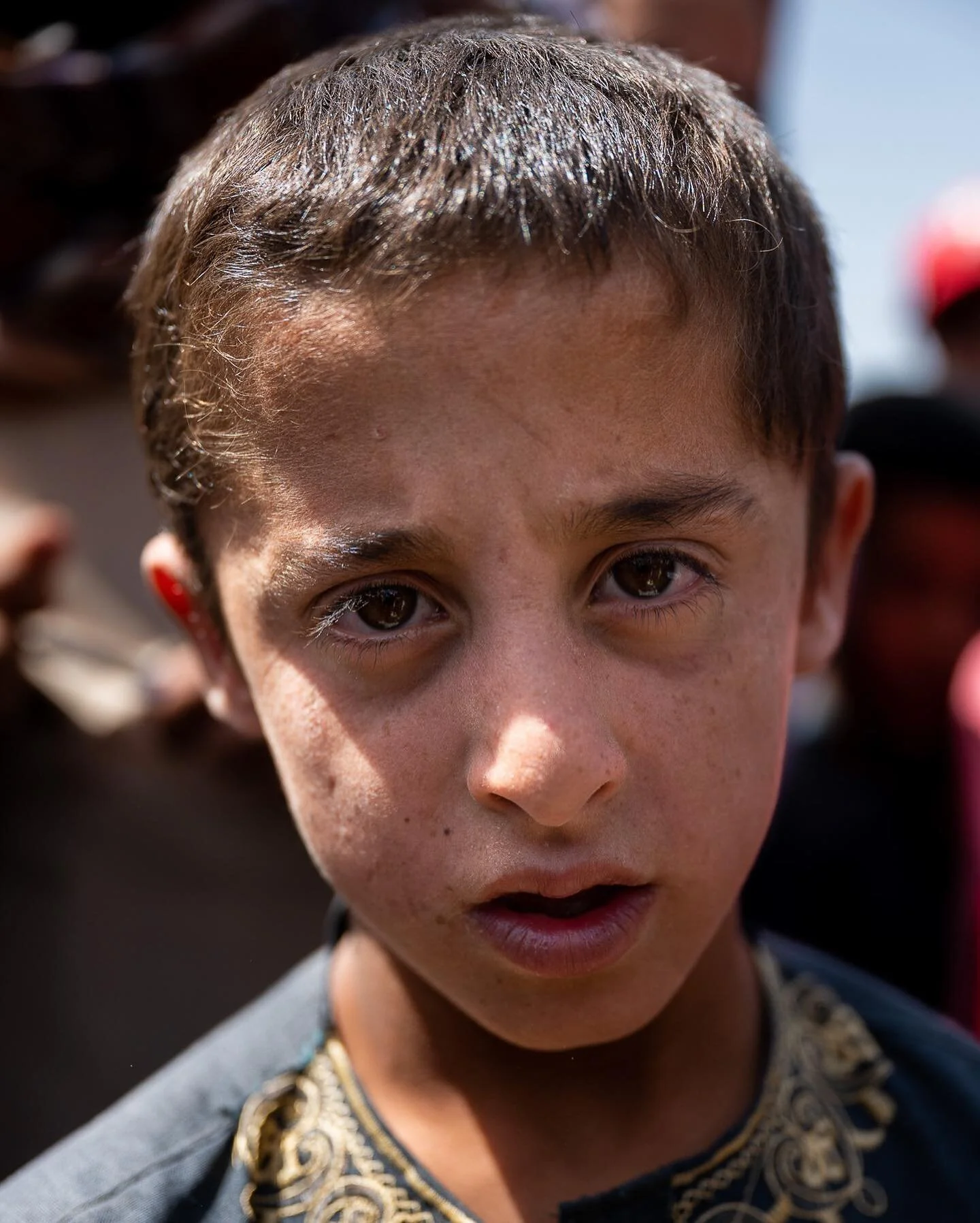 No one knew how Ahmad Mossader, 9, arrived at the WFP distribution alone. After losing his father, a Taliban fighter, to the war, he is desperate for food but is not on the list of beneficiaries. He was not judged as needy enough. 
&nbsp;
Only 3200 f