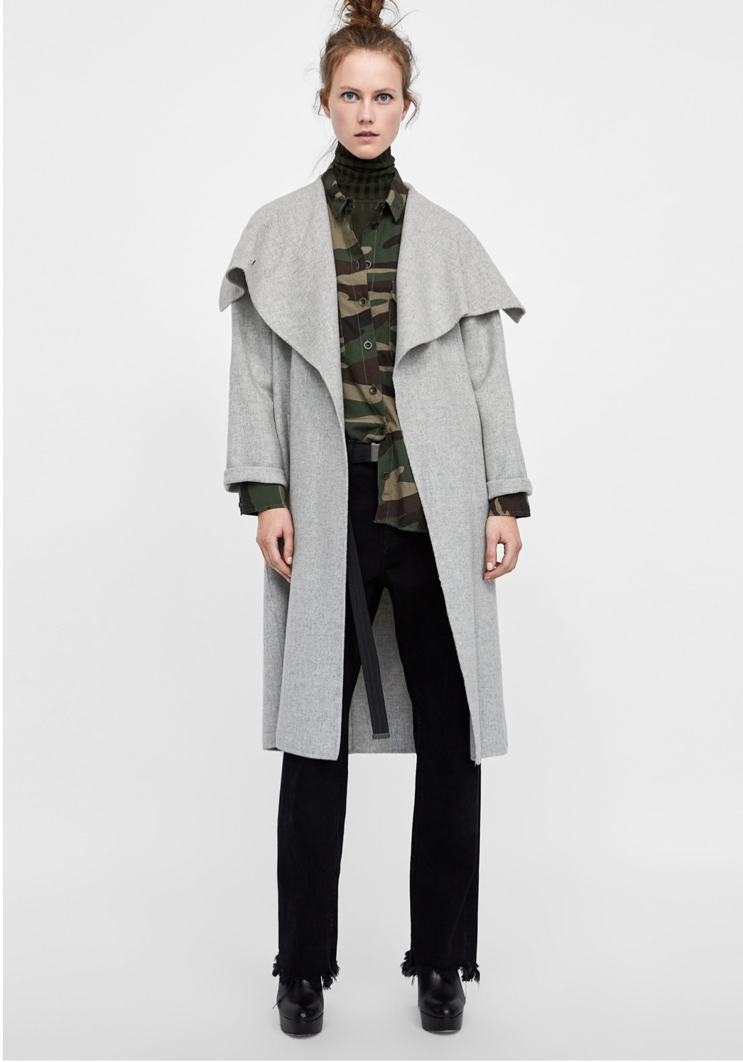 zara grey wrap coat