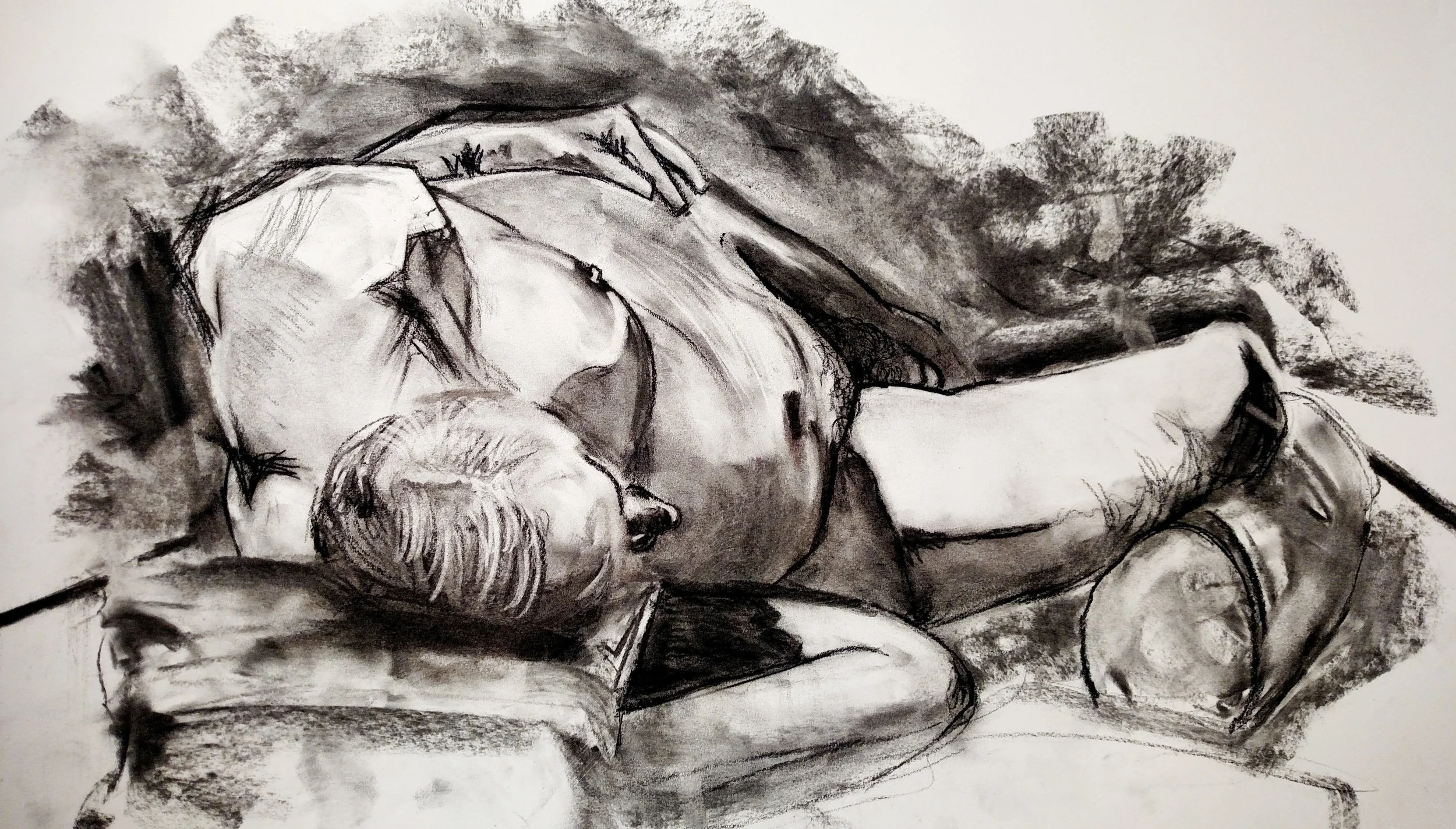 Life Drawing In-Class Direct Observational Study of Nude Model Charcoal 2015