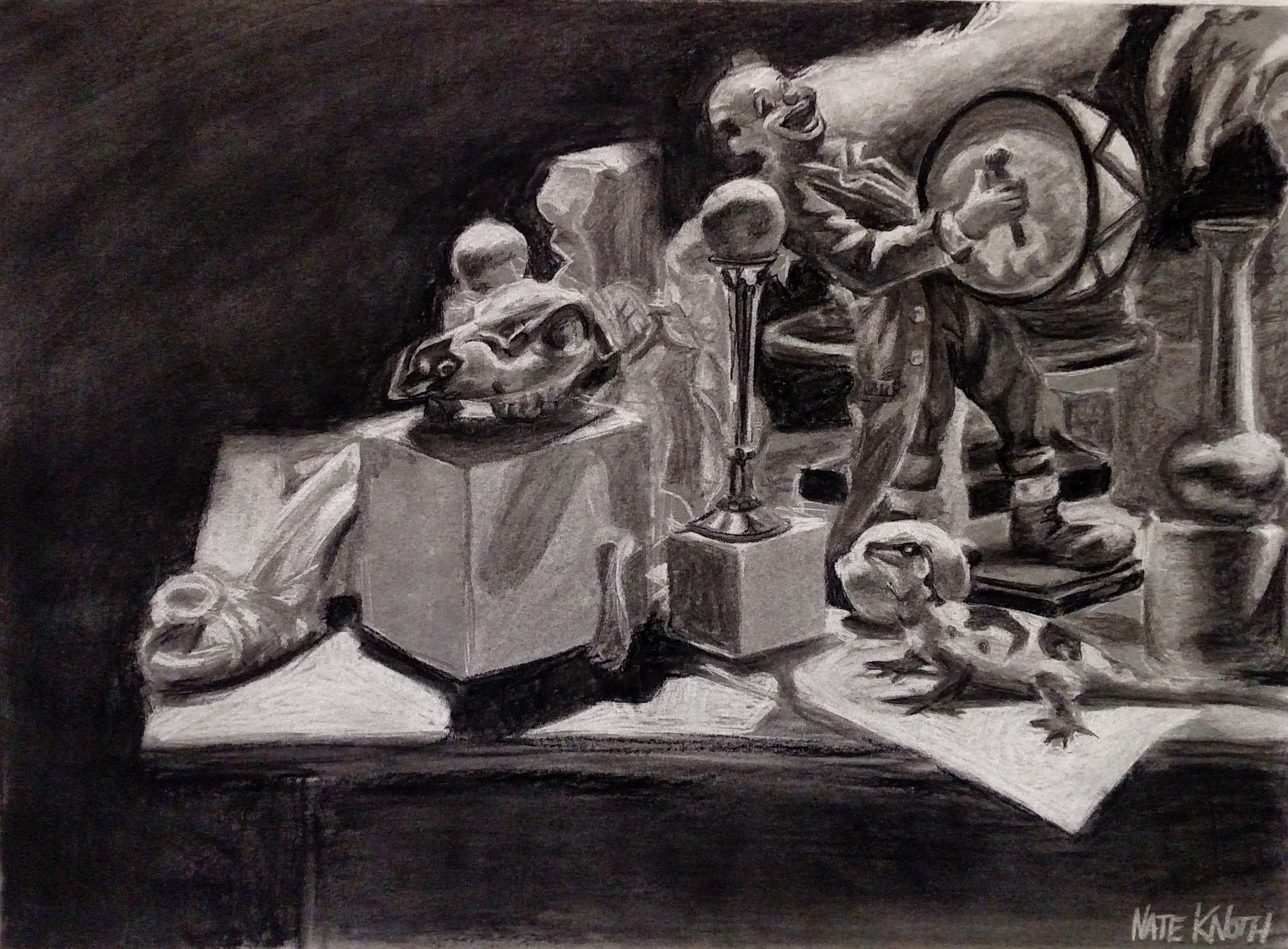 Drawing I Direct Observational In-Class Still Life (3 Sessions) Subtractive/Additive Charcoal 2016