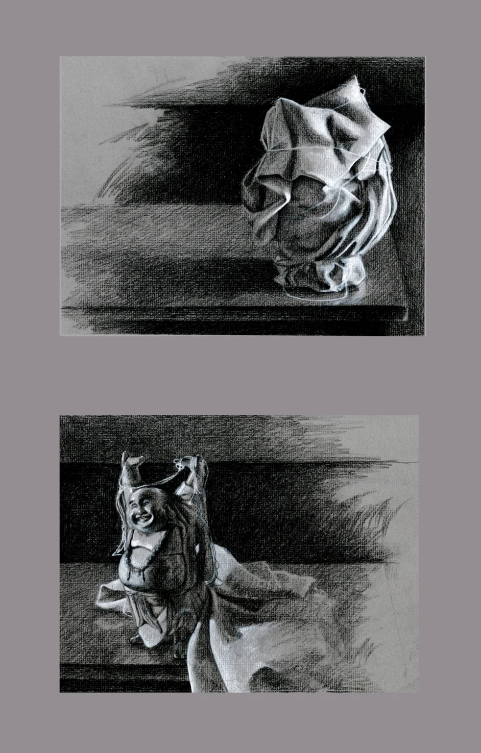 Drawing II "Wrapped Assignment" Inspired by the work of Jean Claude Christo Charcoal on Toned Paper 2015