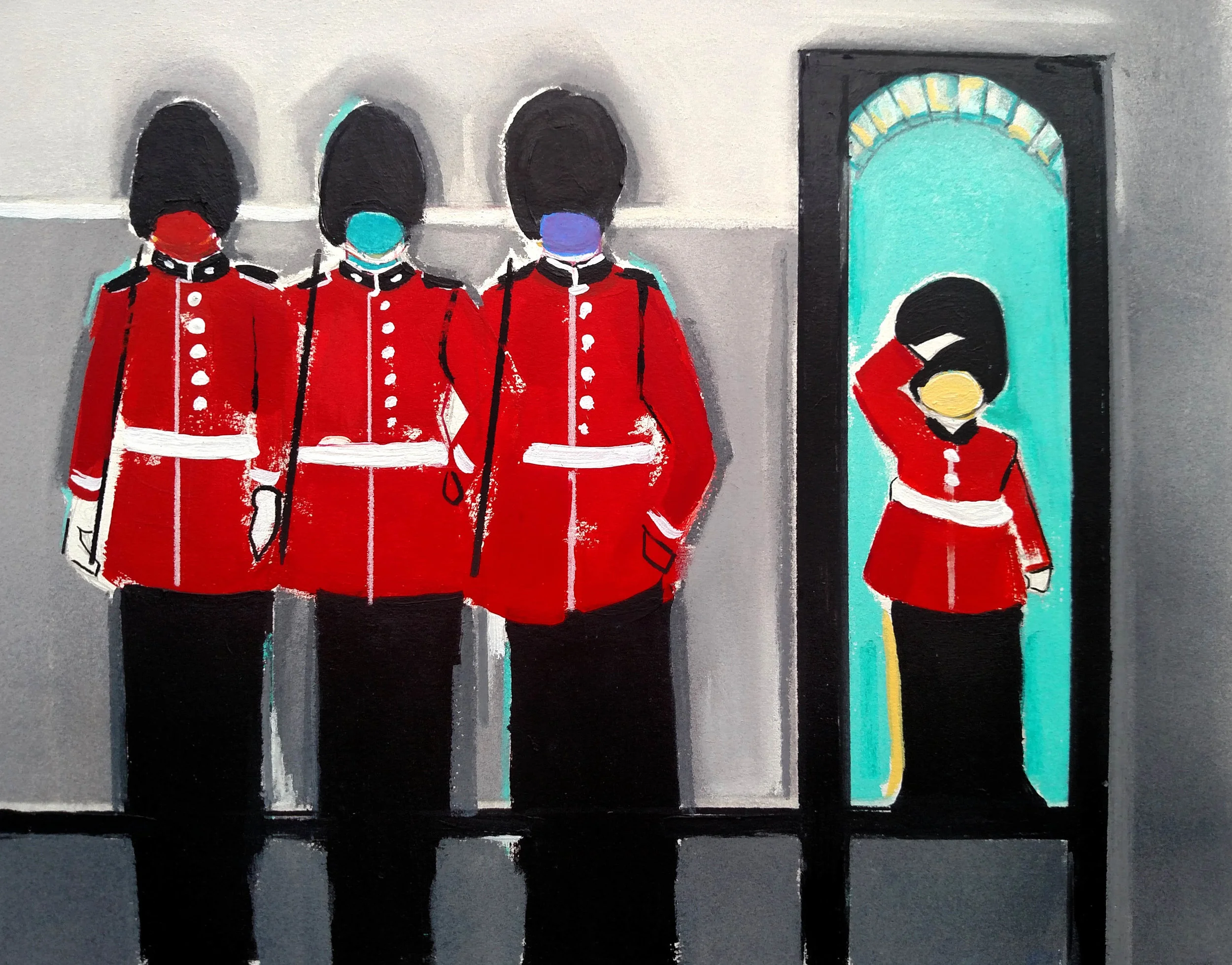 Changing of the Guard Charcoal and Pastel 2017 8in x 10in