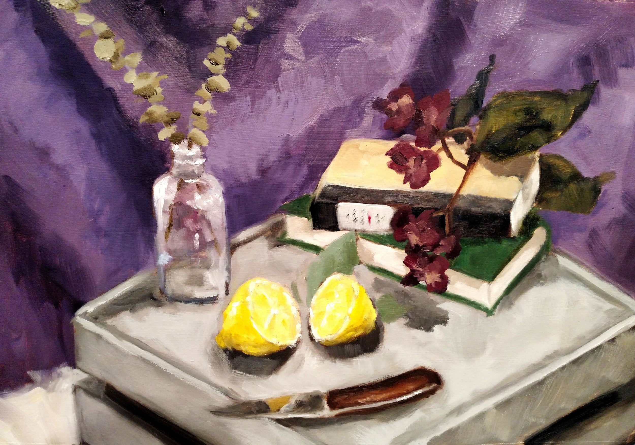 Introduction to Painting Full Palette Direct Observational Still Life Painting Oil Paint on Gessoed Paper 2017
