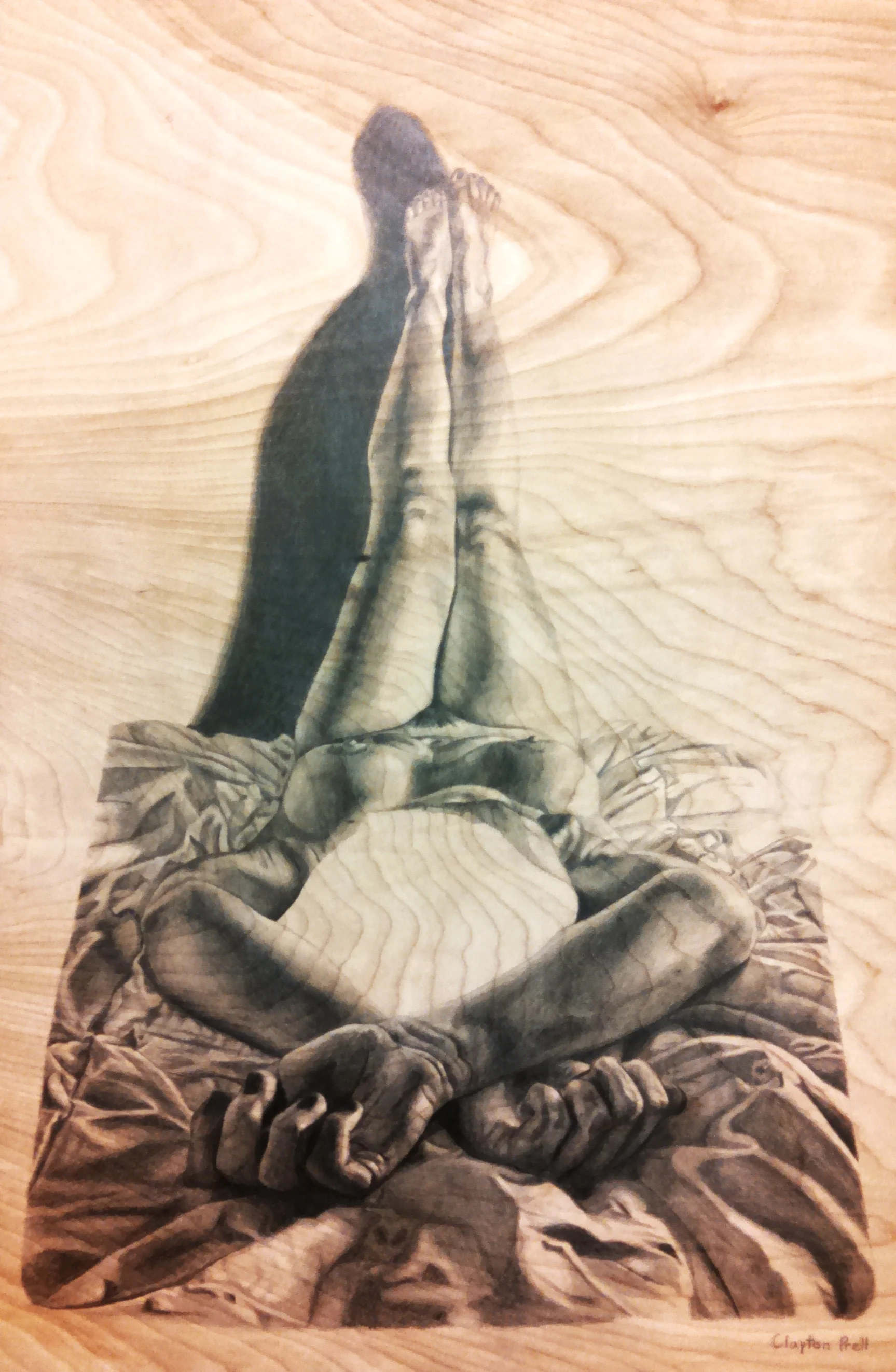 Figure Drawing II Foreshortening Assignment Graphite on Wood 2015