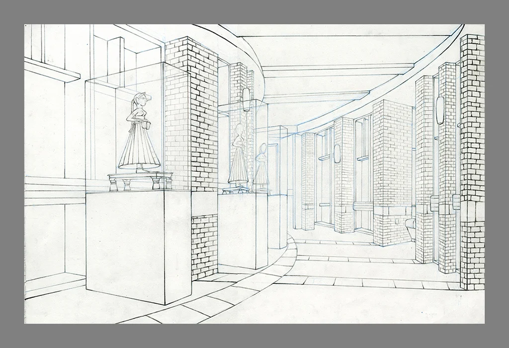 Drawing I Direct Observational Two-Point Perspective Graphite and Blue Drafting Pencil 2016