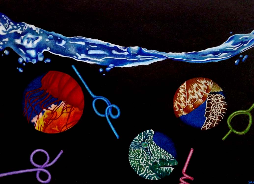 Drawing Fundamentals (General Education/Non-Art Major) Thematic Connections Prismacolor on Black Paper 2018