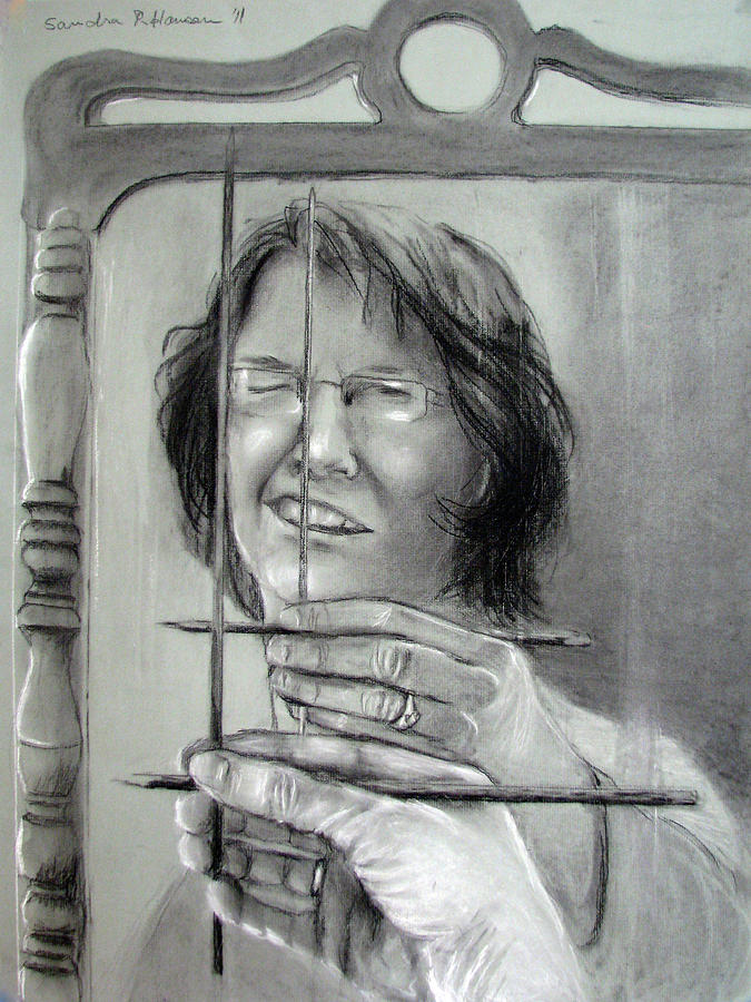 Life Drawing II Direct Observational Self Portrait Toned Paper and Charcoal 2011