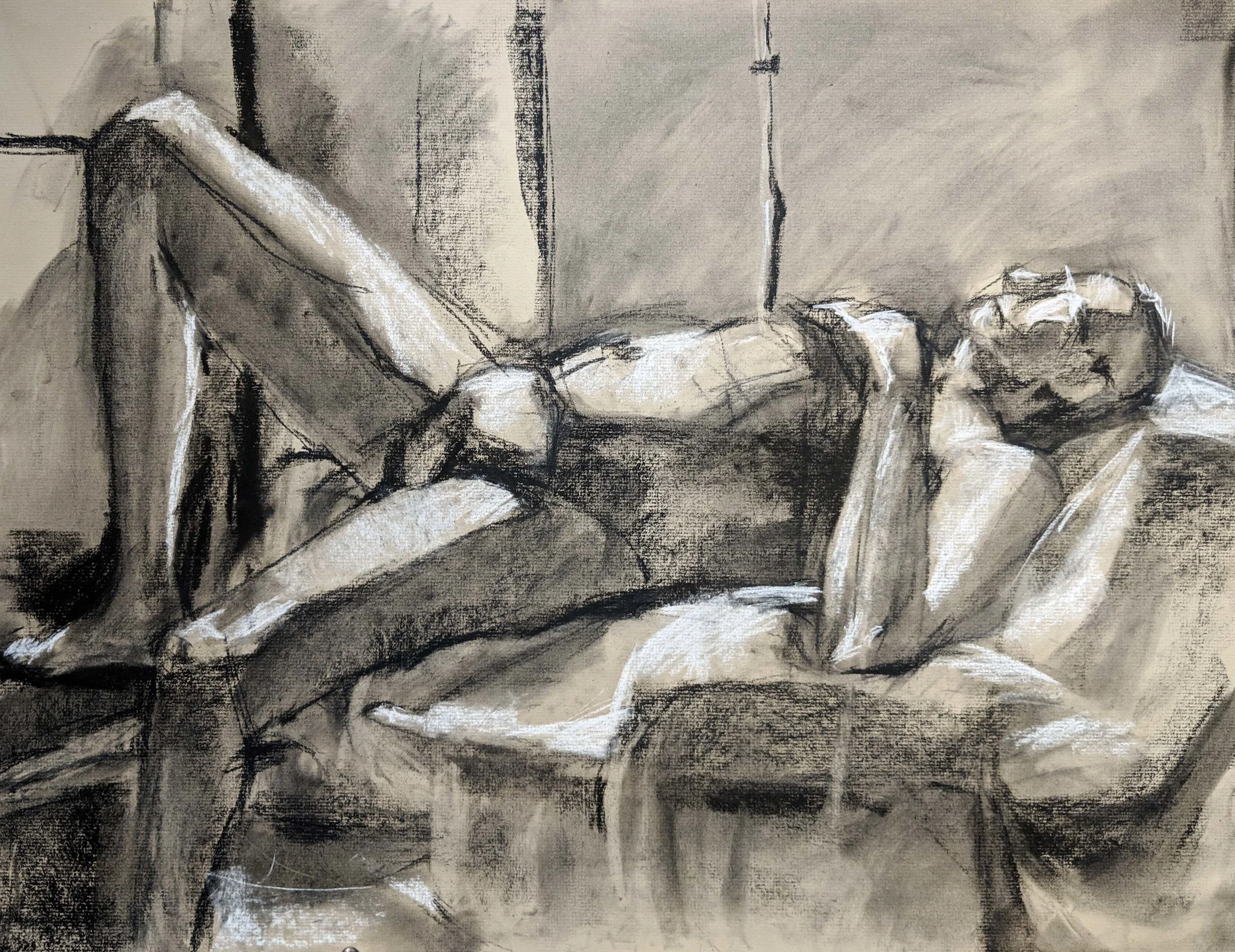 Life Drawing Planar Construction, full value and suggestion of environment Charcoal 2018