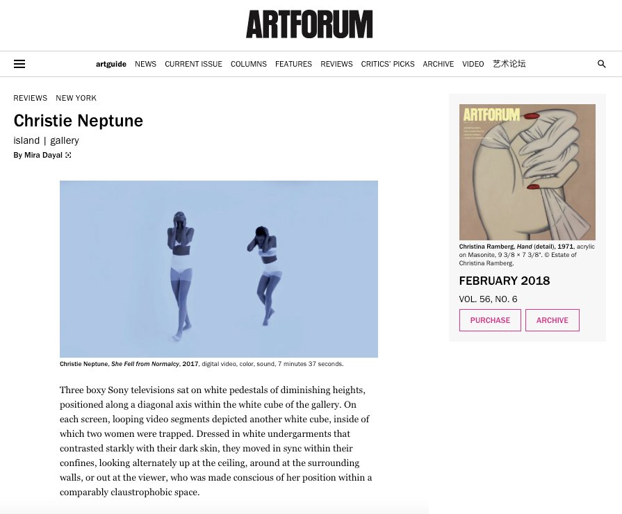 She Fell From Normalcy, Artforum Review (2018)