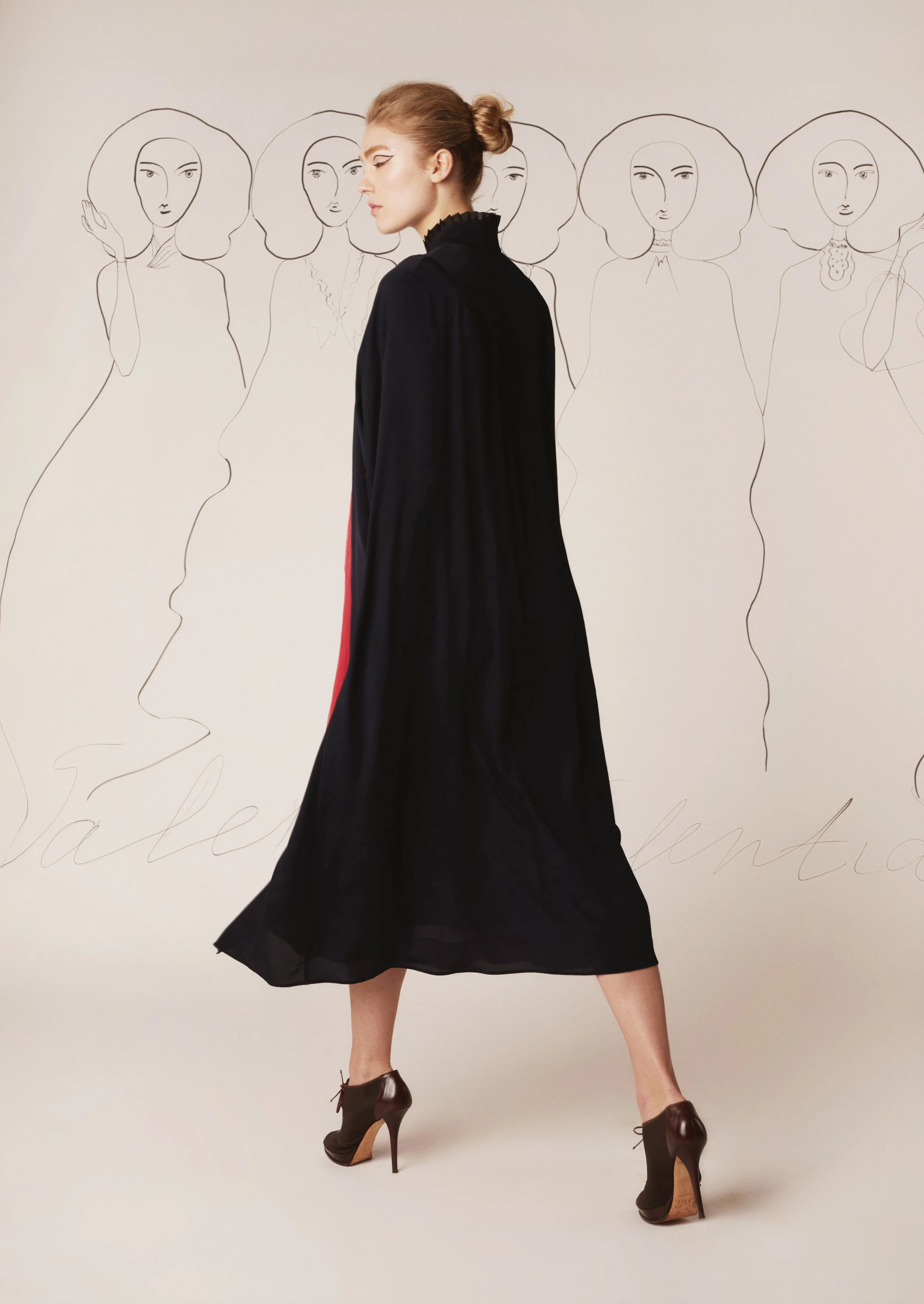 Silk chiffon cape
