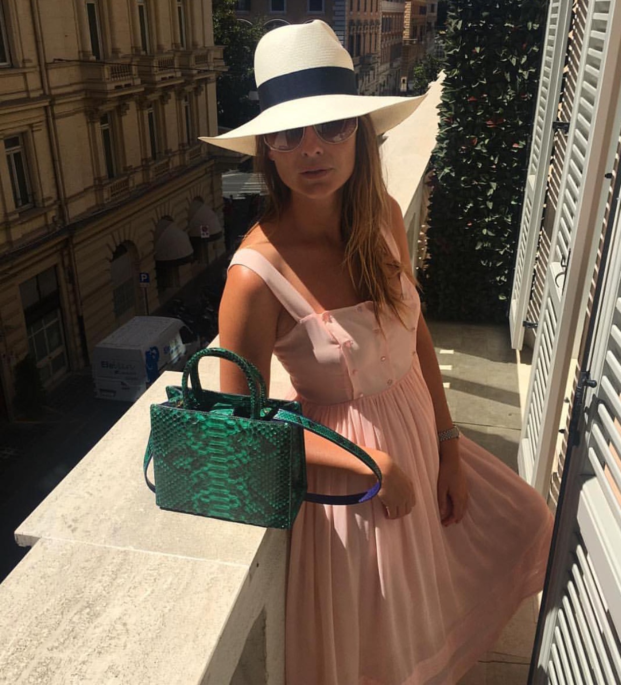 Darya Veledeeva, Editor in Chief of Harper’s Bazaar Russia, spending time in Rome, Italy wearing Valentina &amp; Valentia. As seen on Darya’s Instagram page.