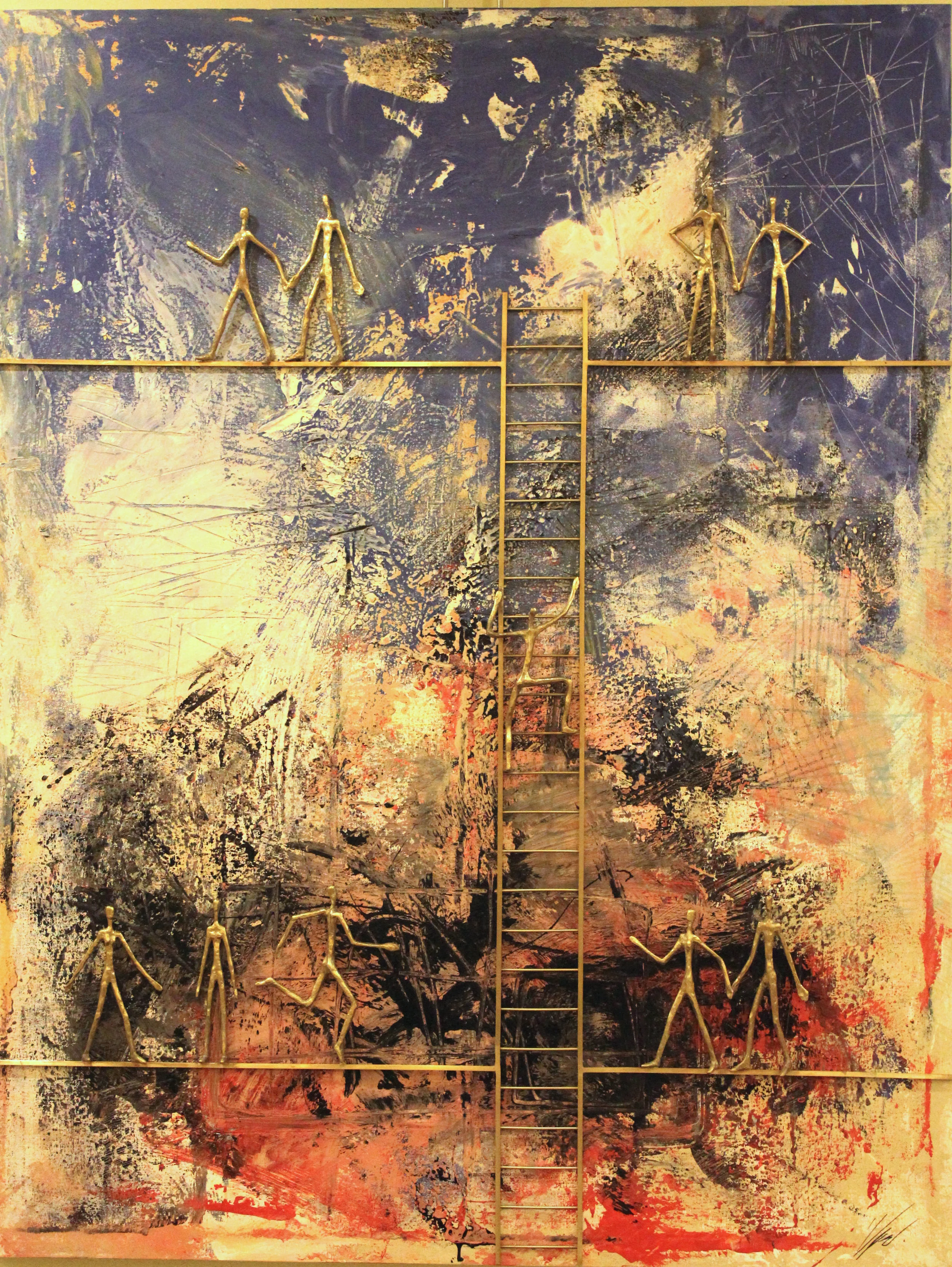 Changing levels mix media on canvas size: 70 x 120 Unique