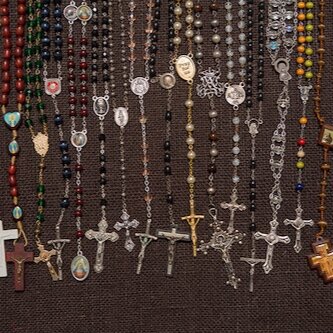 Rosaries on Burlap