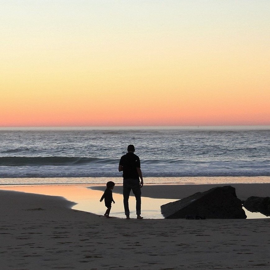 Sunset with Father and Child