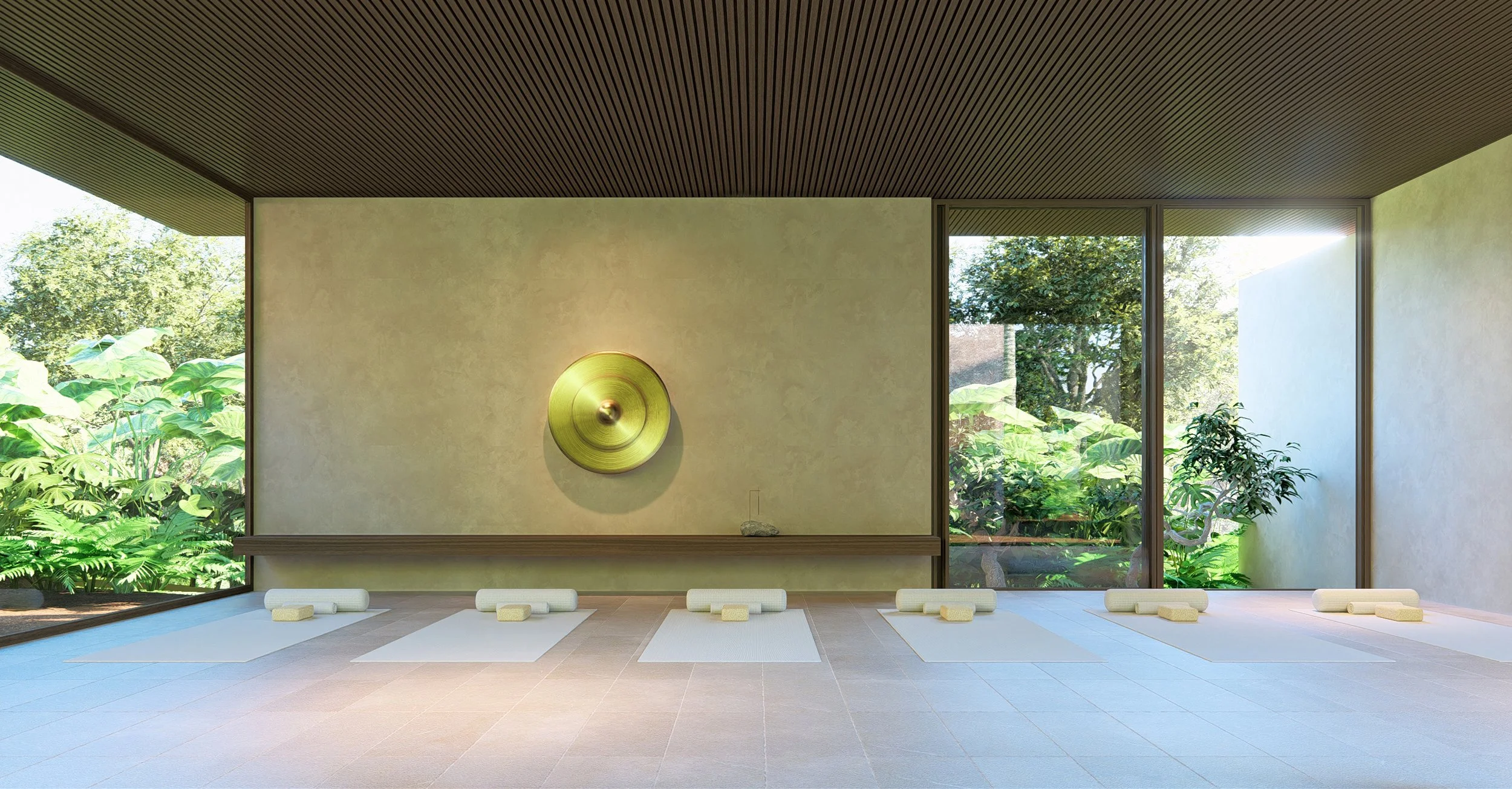 Sound ceremony and yoga room at Kelusa House, designed by architects in Bali and Lombok.