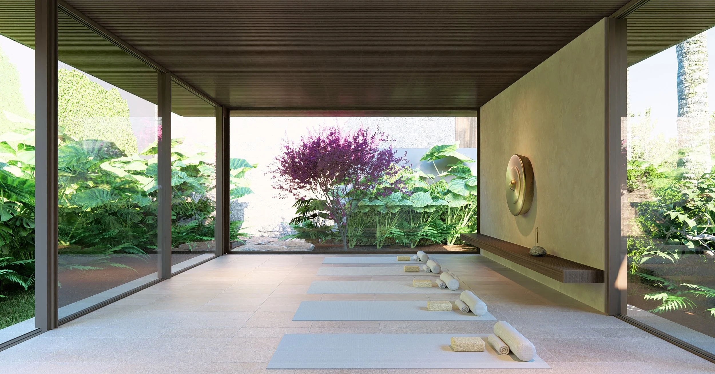Sound ceremony and yoga room at Kelusa House, designed by architects in Bali and Lombok.