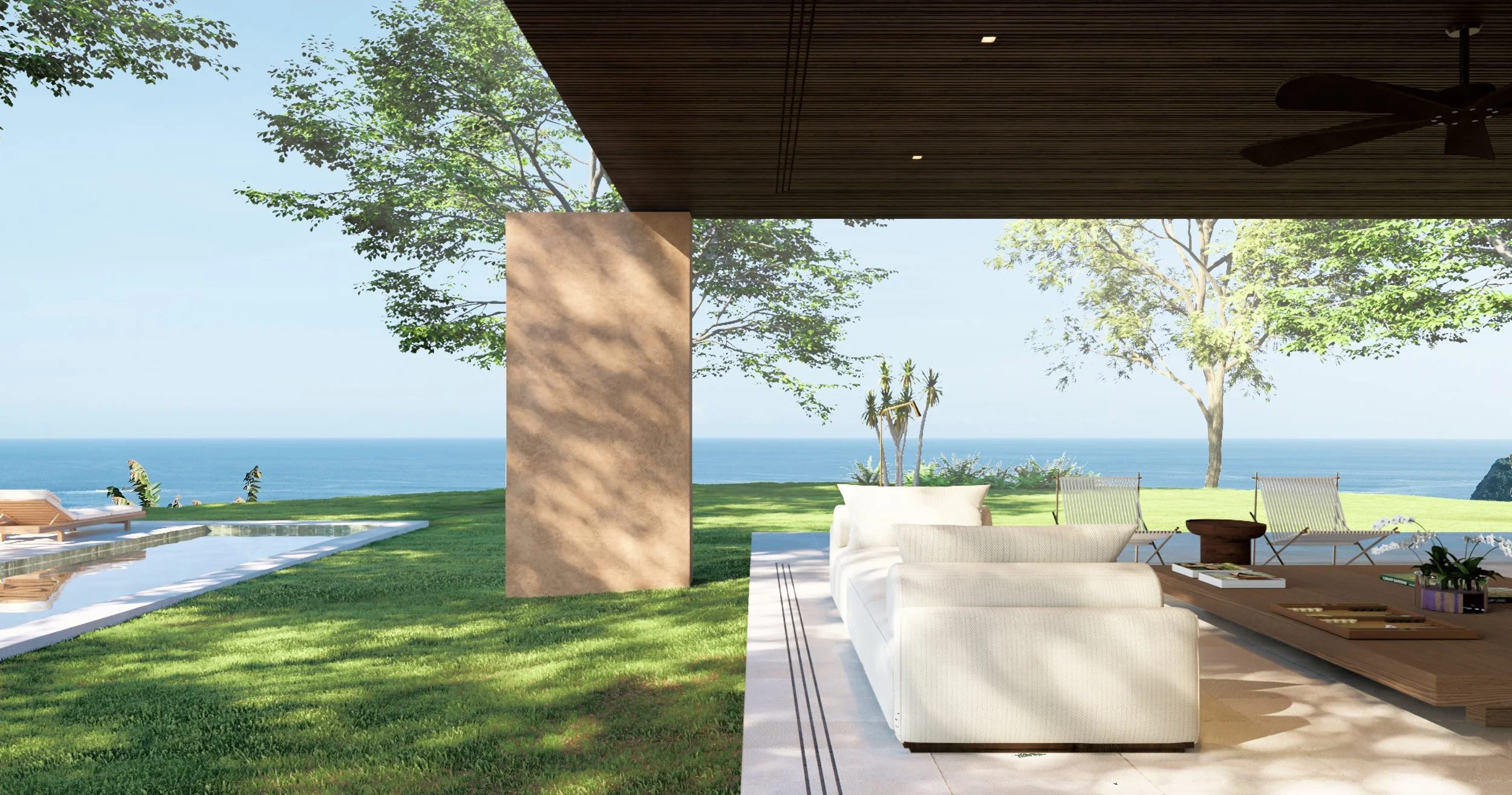 A terrace view offering a panoramic ocean horizon, reinforcing Cascada House’s position as a premier luxury retreat.