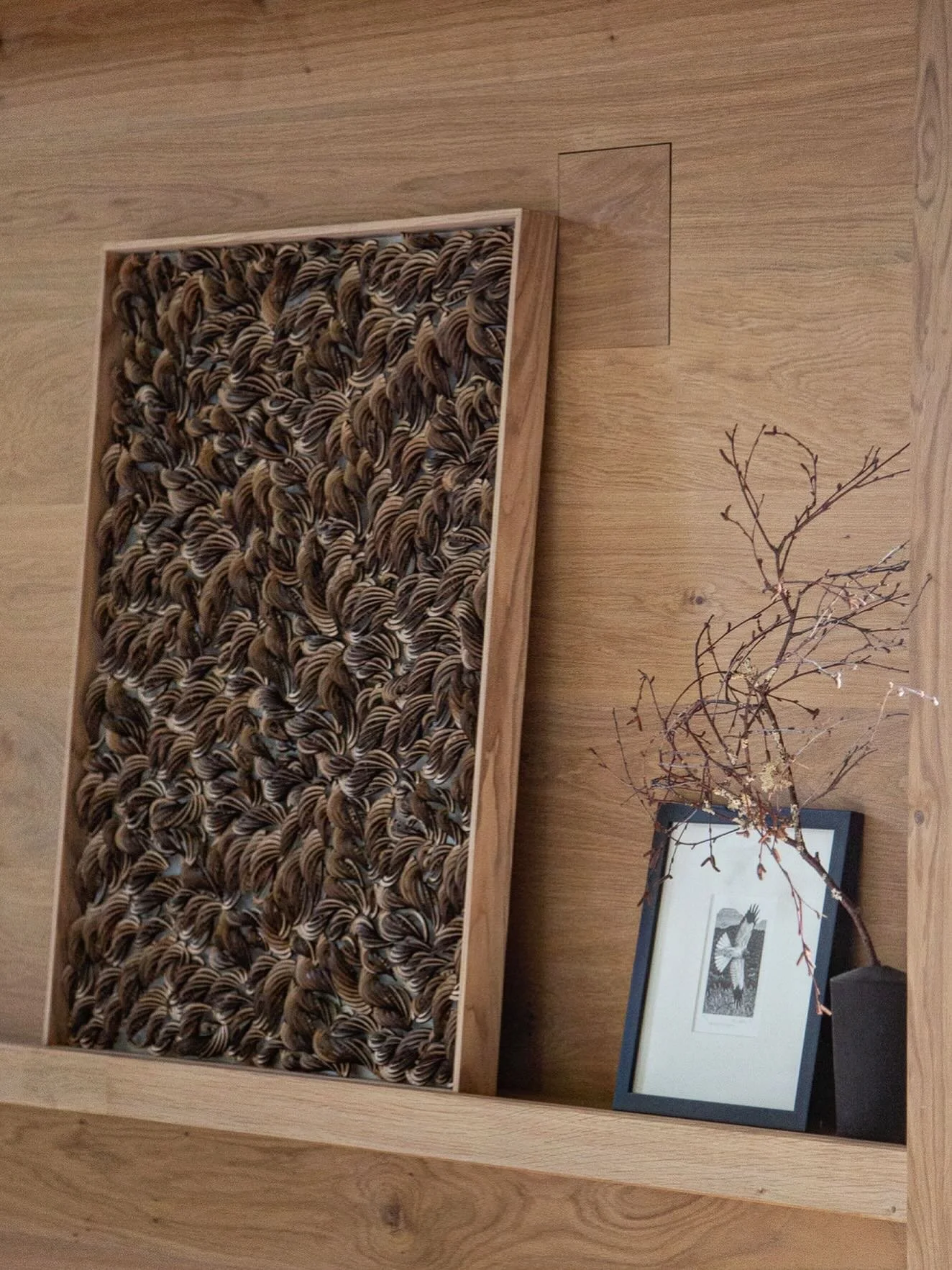 Sown, by the Sun.
2023

80h x 60w x4.5d cm
Beechwood, ash frame. 

The last available piece from my Sown Series. 
Patience, hope and care. 

I am making and planning some small and some very very large sculptures from this series for commissions. So 