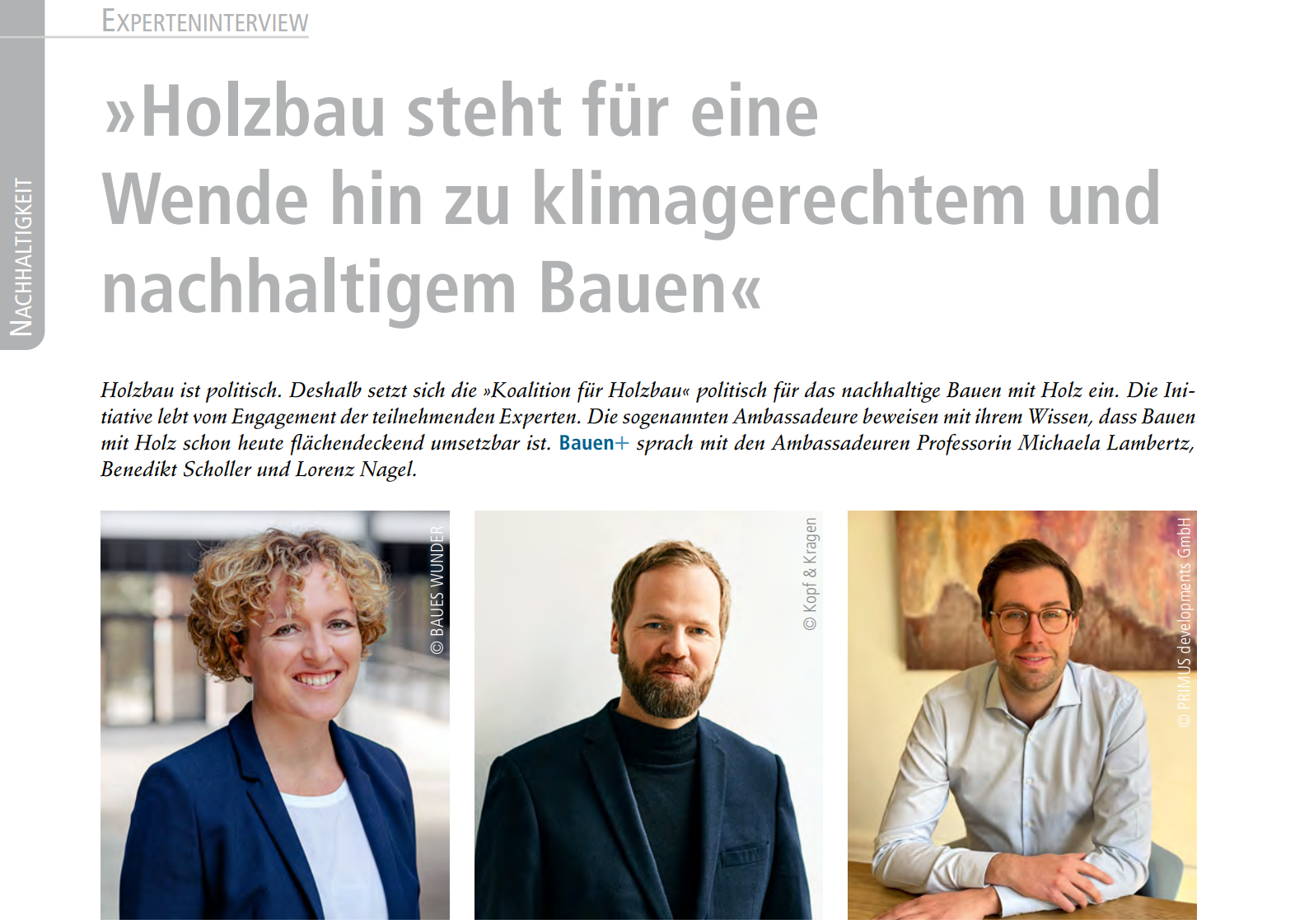 Experteninterview "Bauen+": Holzbau steht für eine  Wende hin zu klimagerechtem und  nachhaltigem Bauen