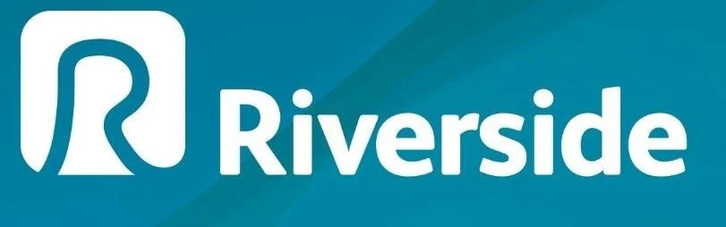 The Riverside Group logo and text saying 'Riverside' on a blue background.