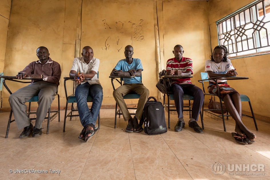 Refugee students in classroom at university in Kakuma camp
