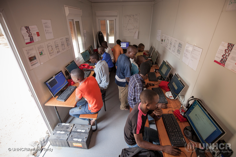 Kenya. Studying at InZone's MOOC Learning Center in Kakuma