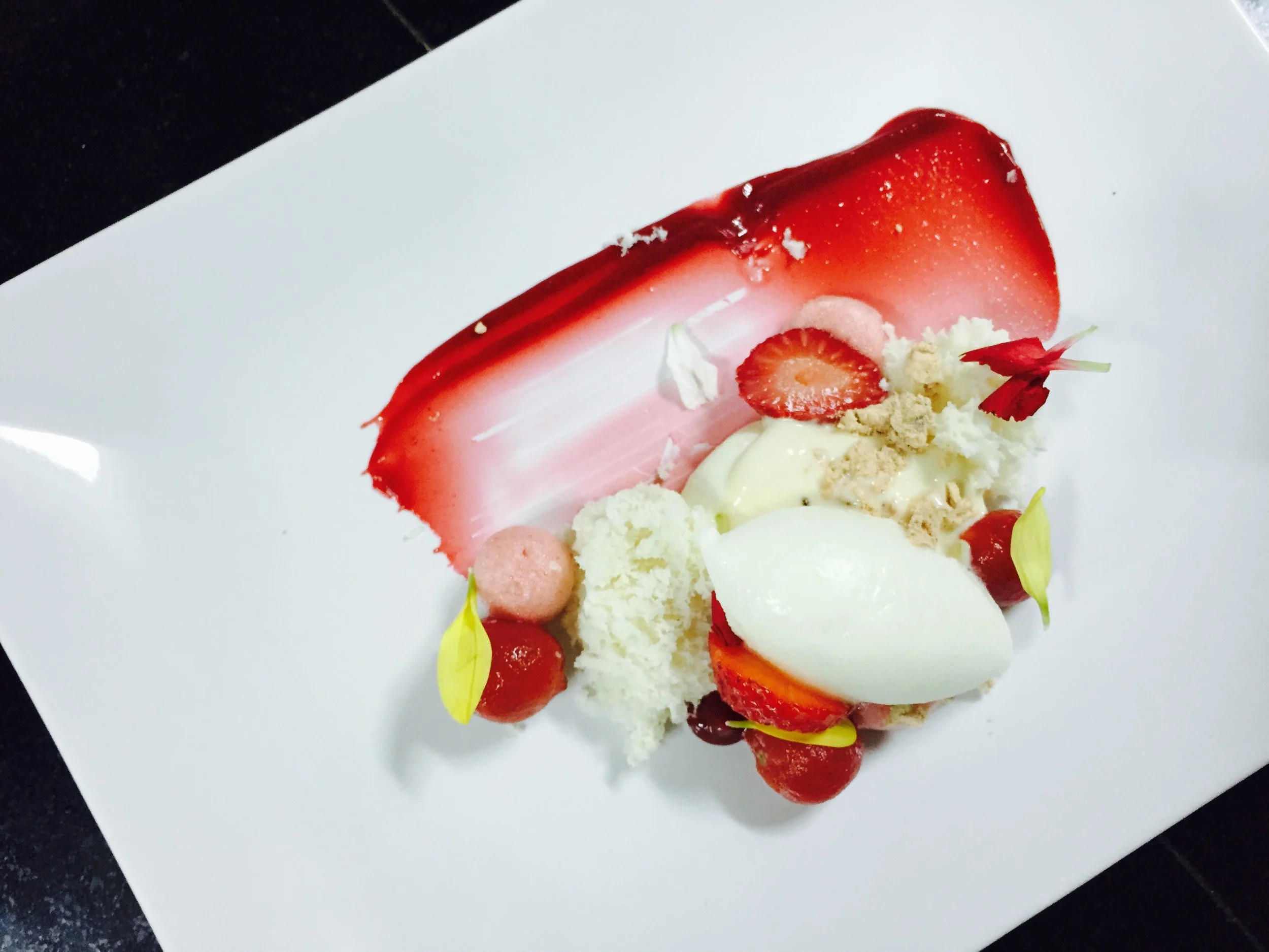 Roasted Strawberries, Greek Yogurt Mousse