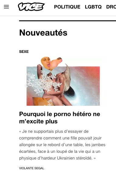 VICE FR - Pourquoi le porno hétéro ne m’excite plus