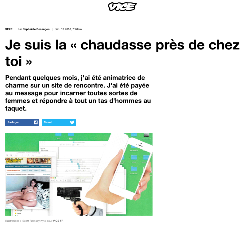 VICE FR - Je suis la « chaudasse près de chez toi »