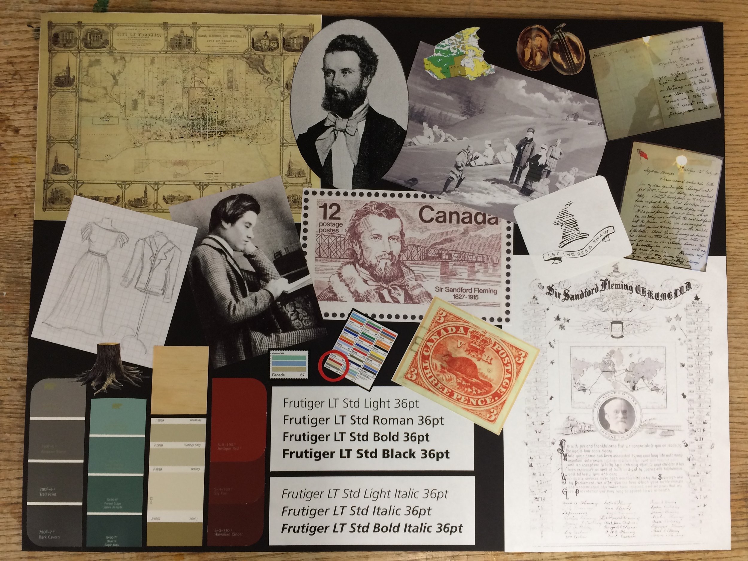 Inspiration board for exhibit design.