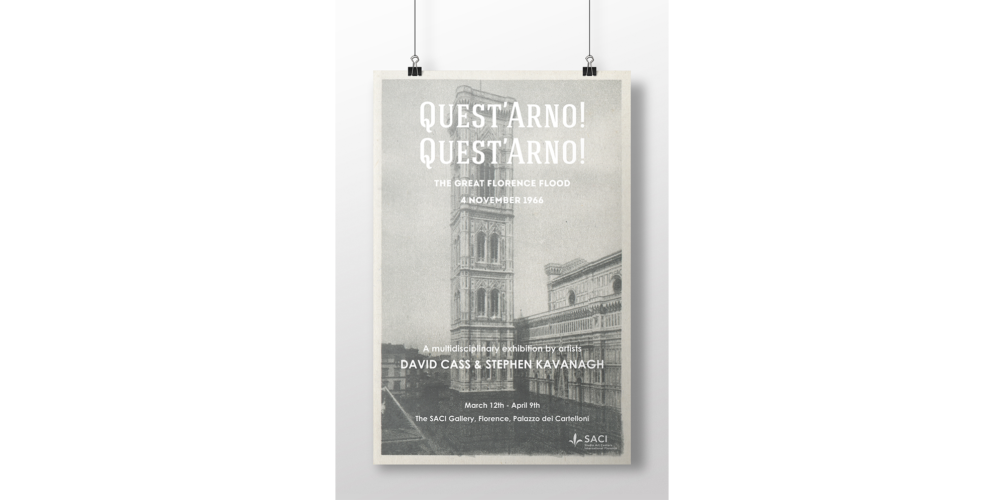 Poster for Quest'Arno! Quest'Arno! art exhibition in Florence