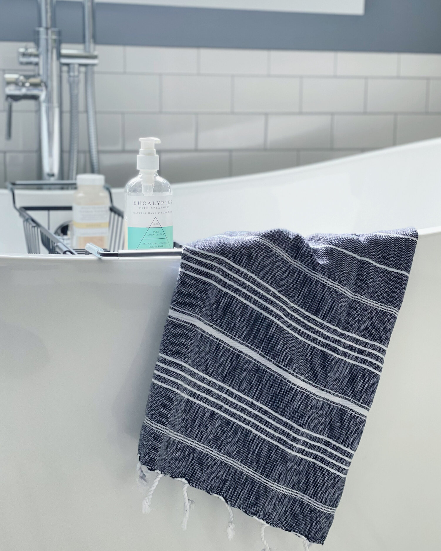 NERENZA Premium Turkish Hand Towels for Bathroom Kitchen Towels Set of 2 -  18 X 38 Inches Diamond Black Beige - SHOPYCA LLC