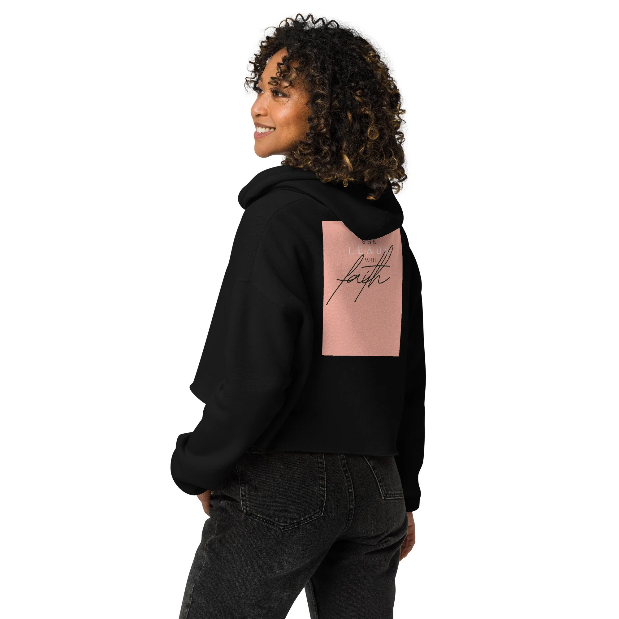 Women's Cropped Hoodie | She Leads with Faith