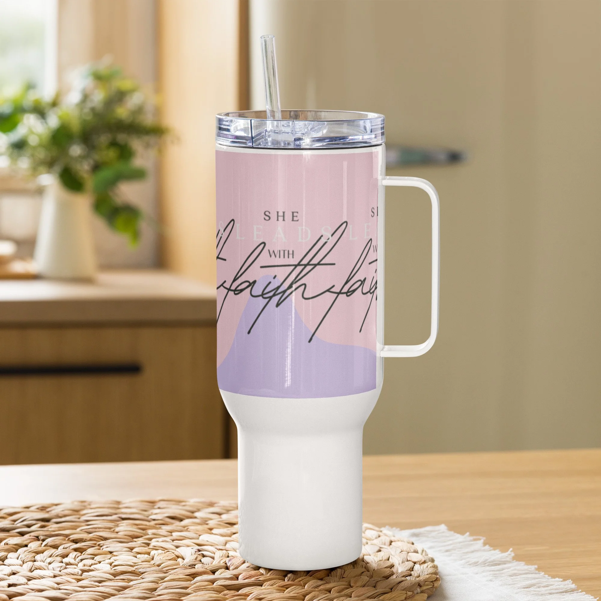 She Leads with Faith: Travel Mug