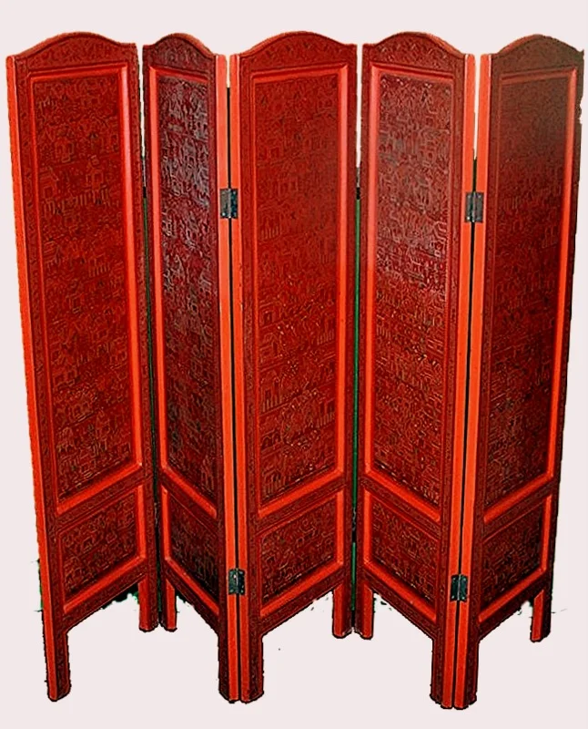 Five-Panel Folding Screen</br></br>Lacquerware</br></br>72 x 60 in.